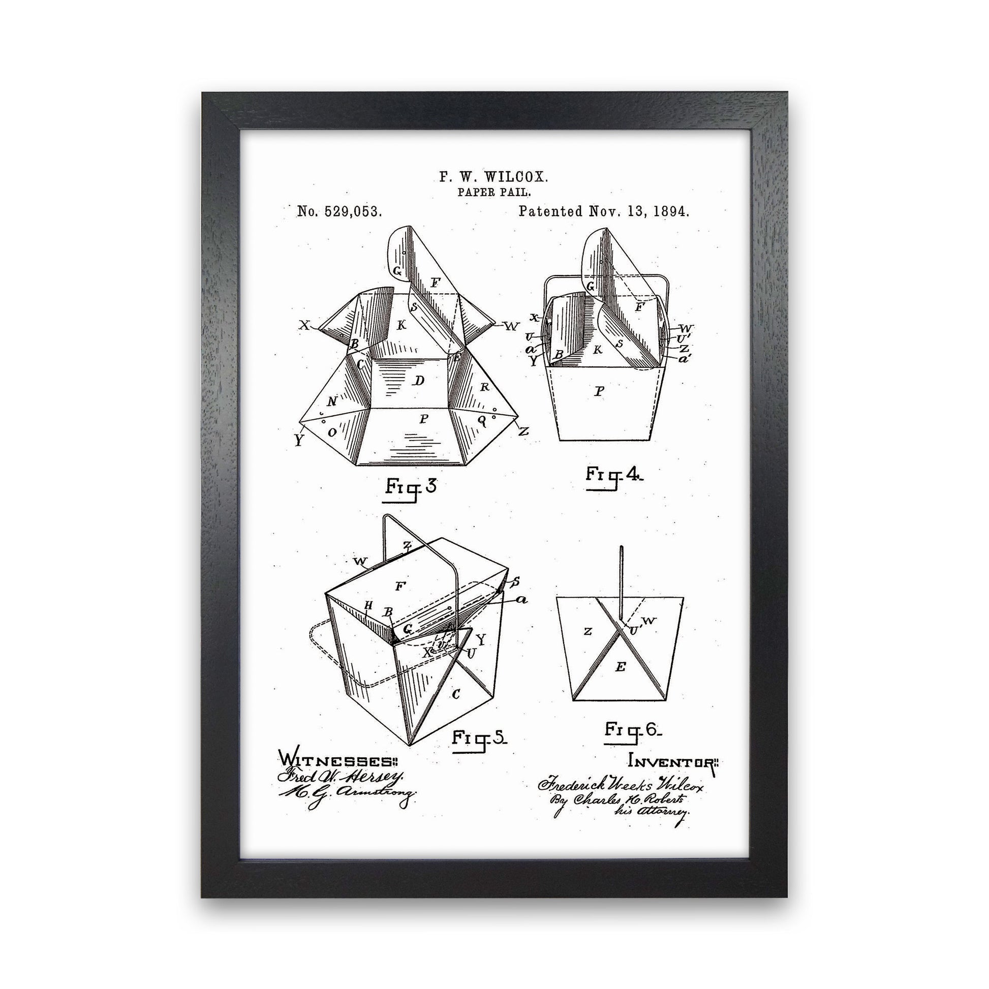 Chinese Take Out Box Patent Art Print by Jason Stanley Black Grain