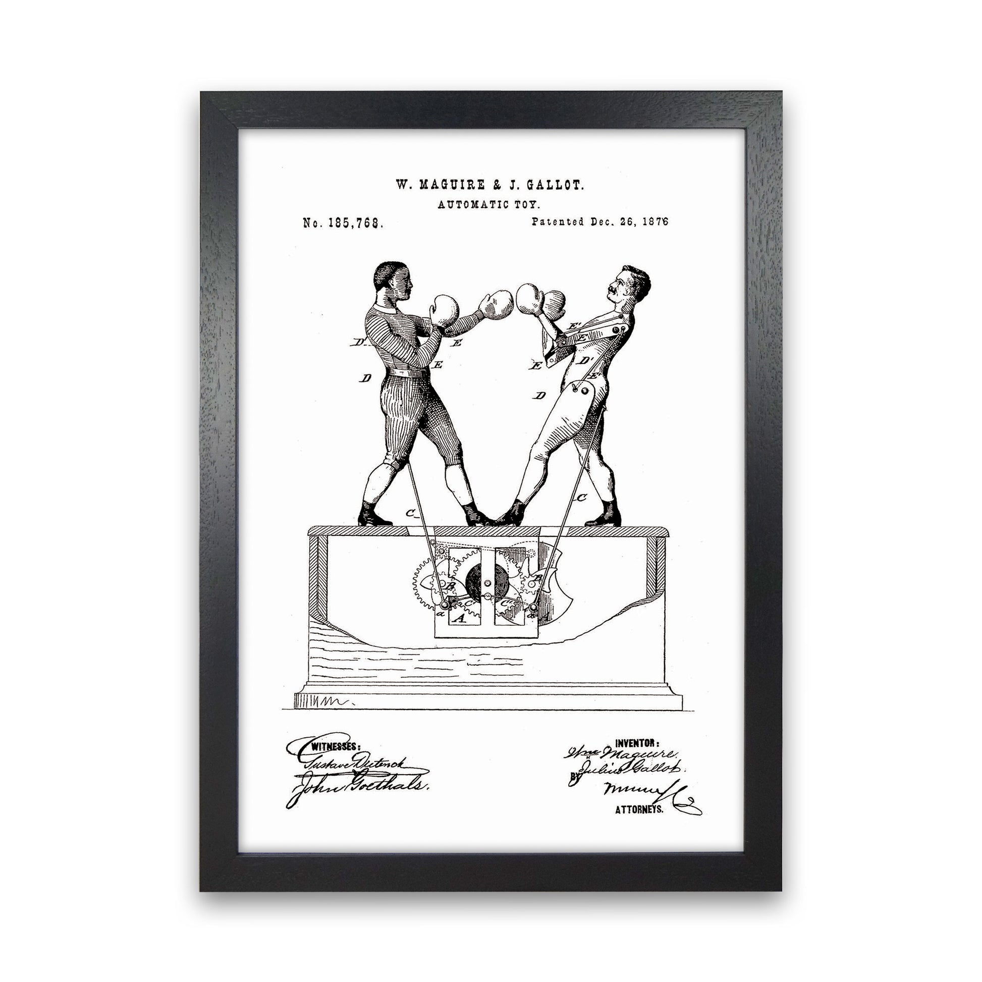 Automatic Boxing Toy Patent Art Print by Jason Stanley Black Grain