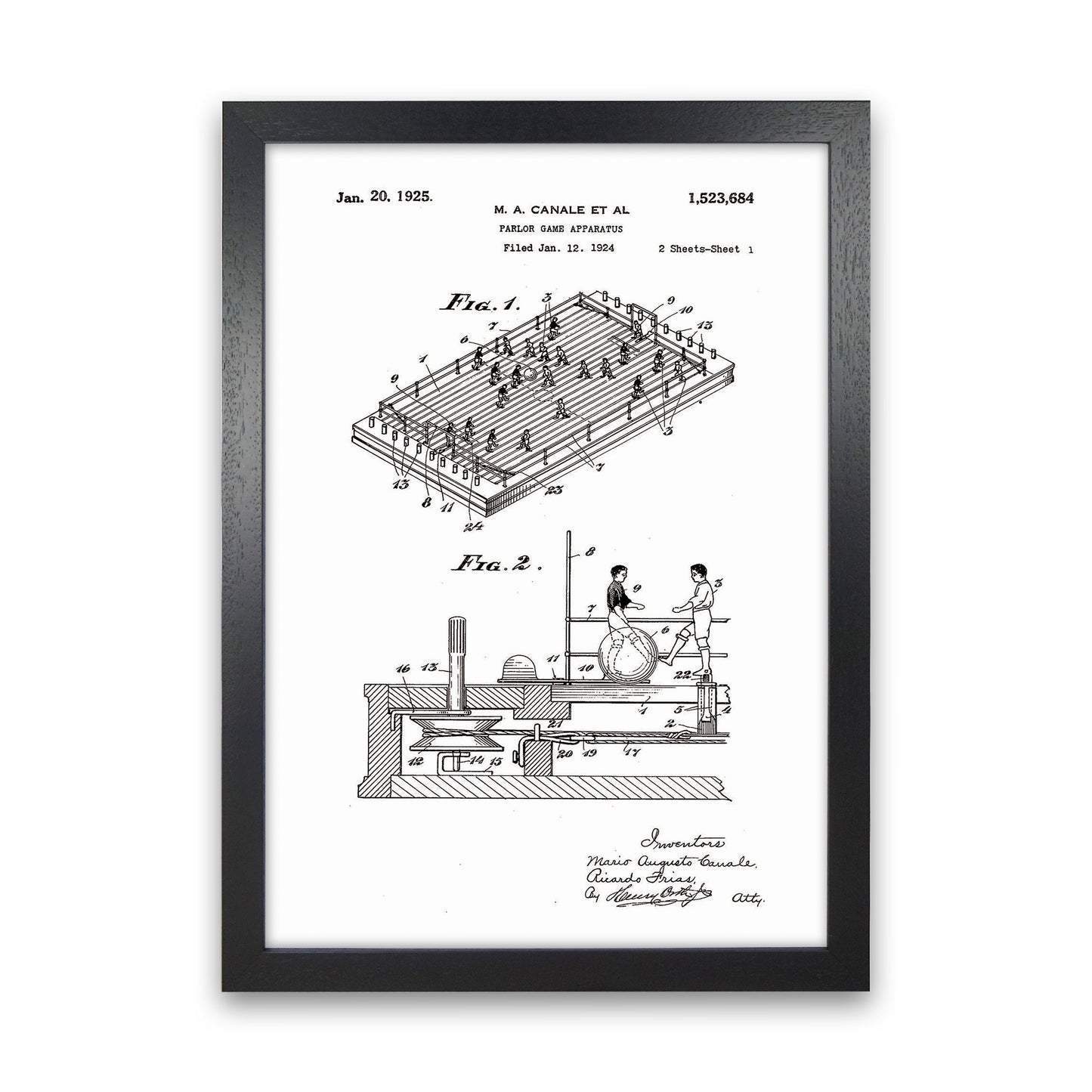 Vintage Foos Ball Table Patent Art Print by Jason Stanley Black Grain