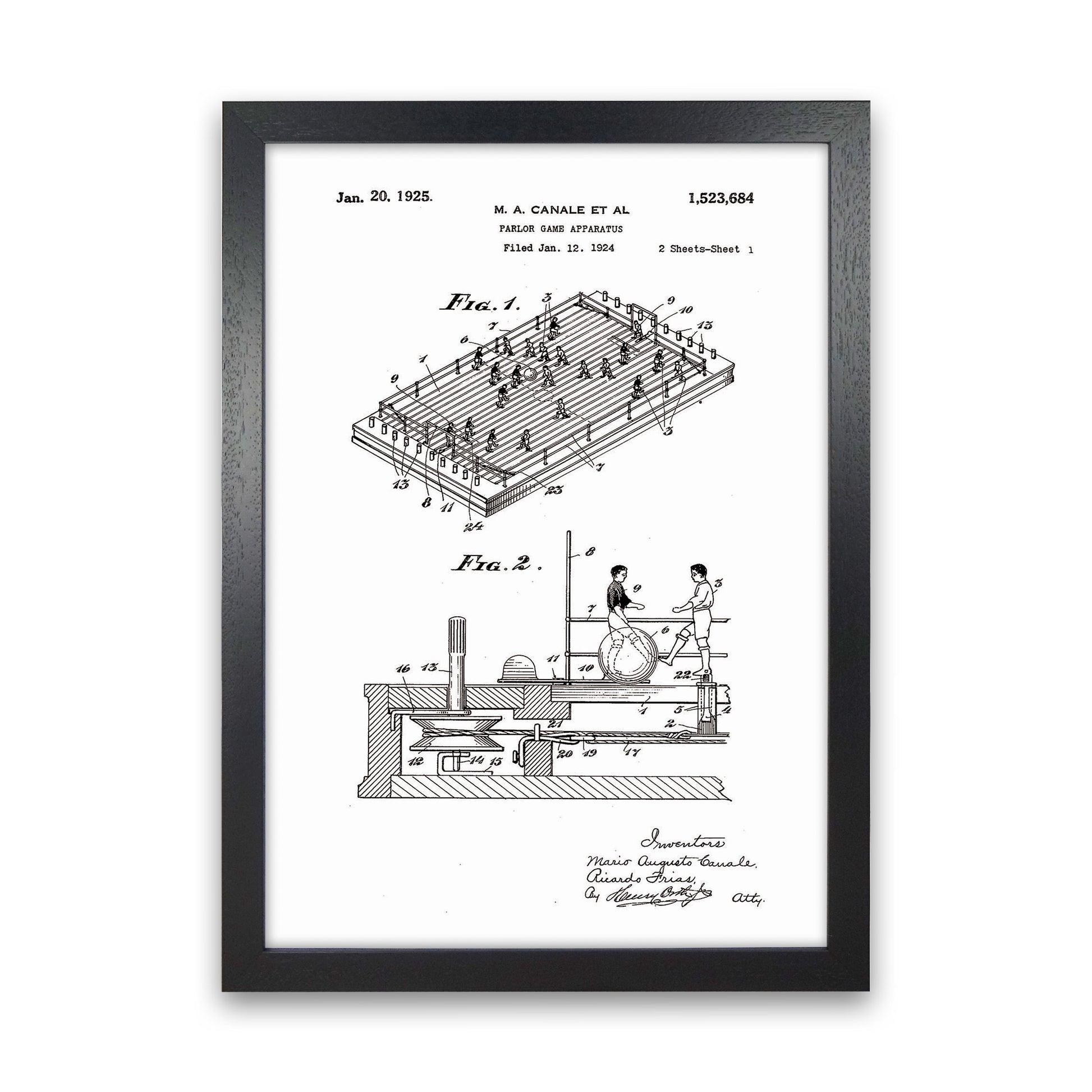 Vintage Foos Ball Table Patent Art Print by Jason Stanley Black Grain