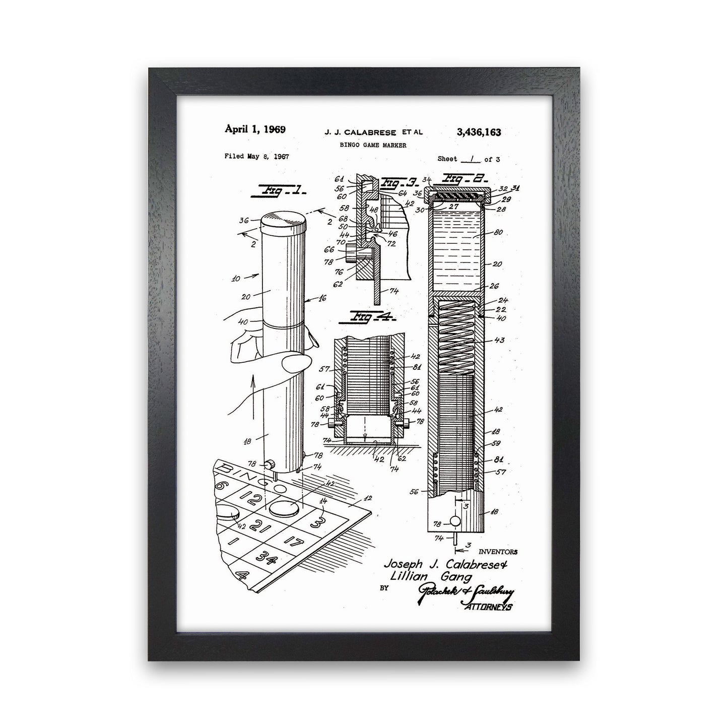 Bingo Game Marker Patent Art Print by Jason Stanley Black Grain