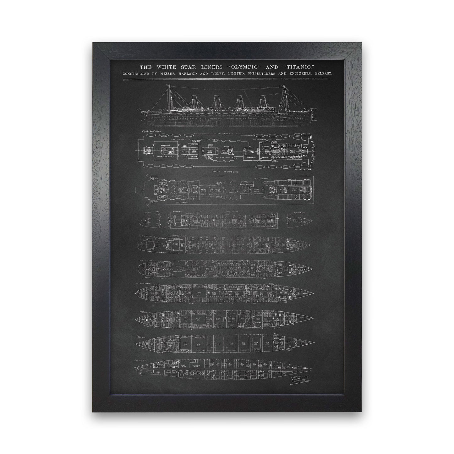 Titanic Patent- Chalkboard Art Print by Jason Stanley Black Grain