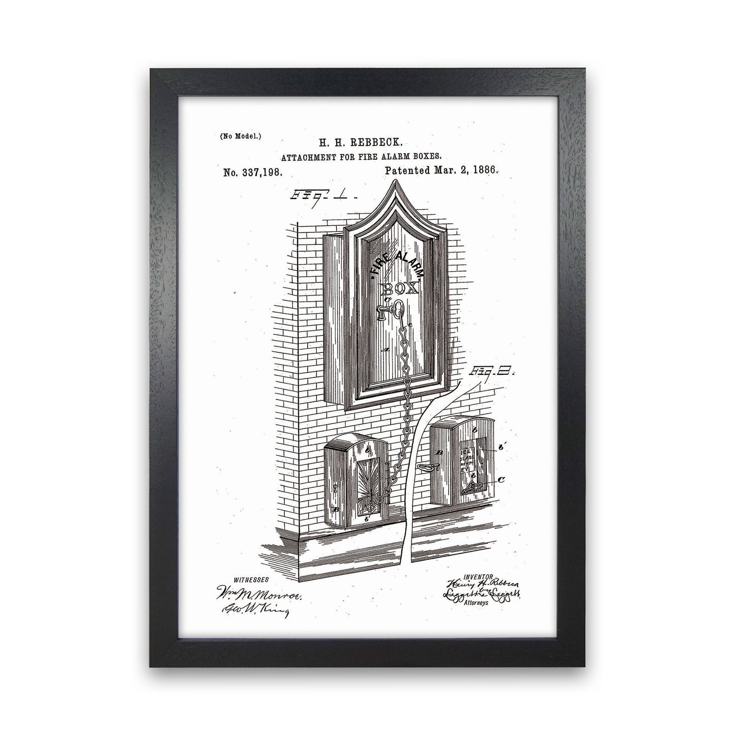 Fire Alarm Box Patent Art Print by Jason Stanley Black Grain