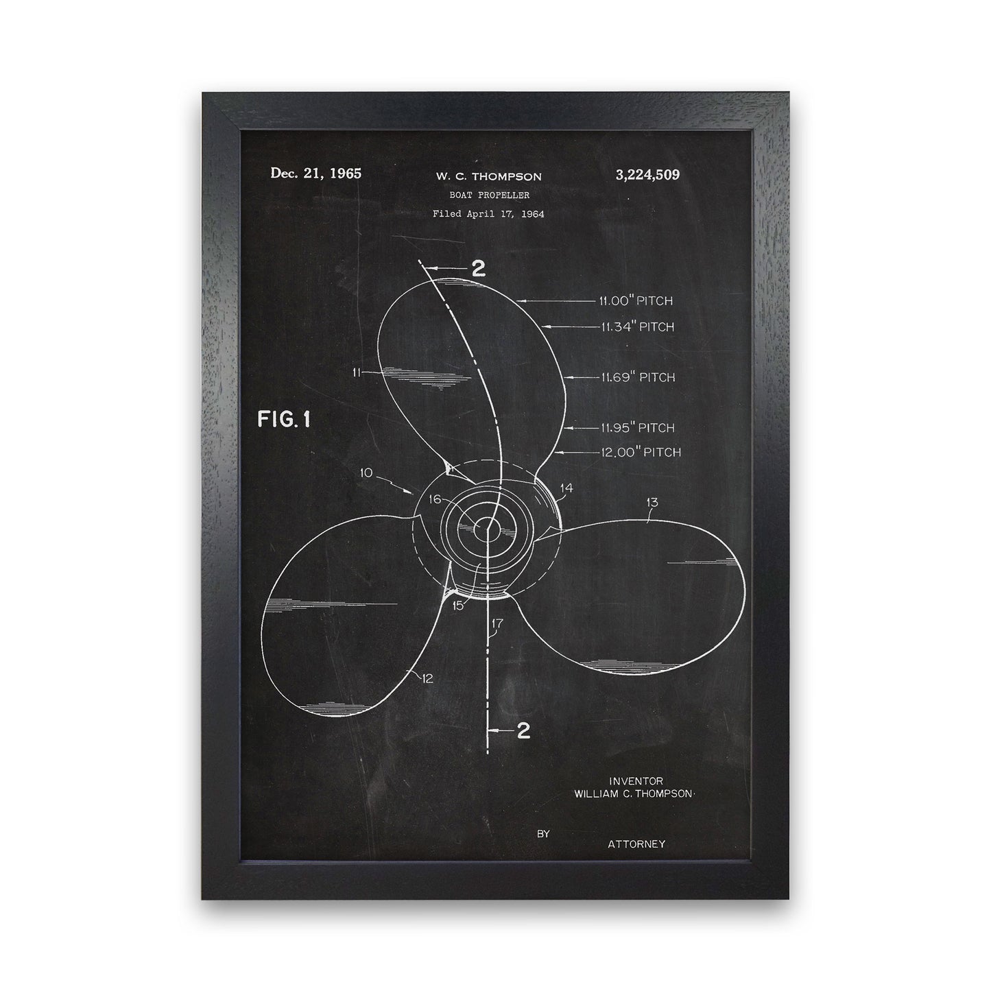 Boat Propeller Patent Art Print by Jason Stanley Black Grain