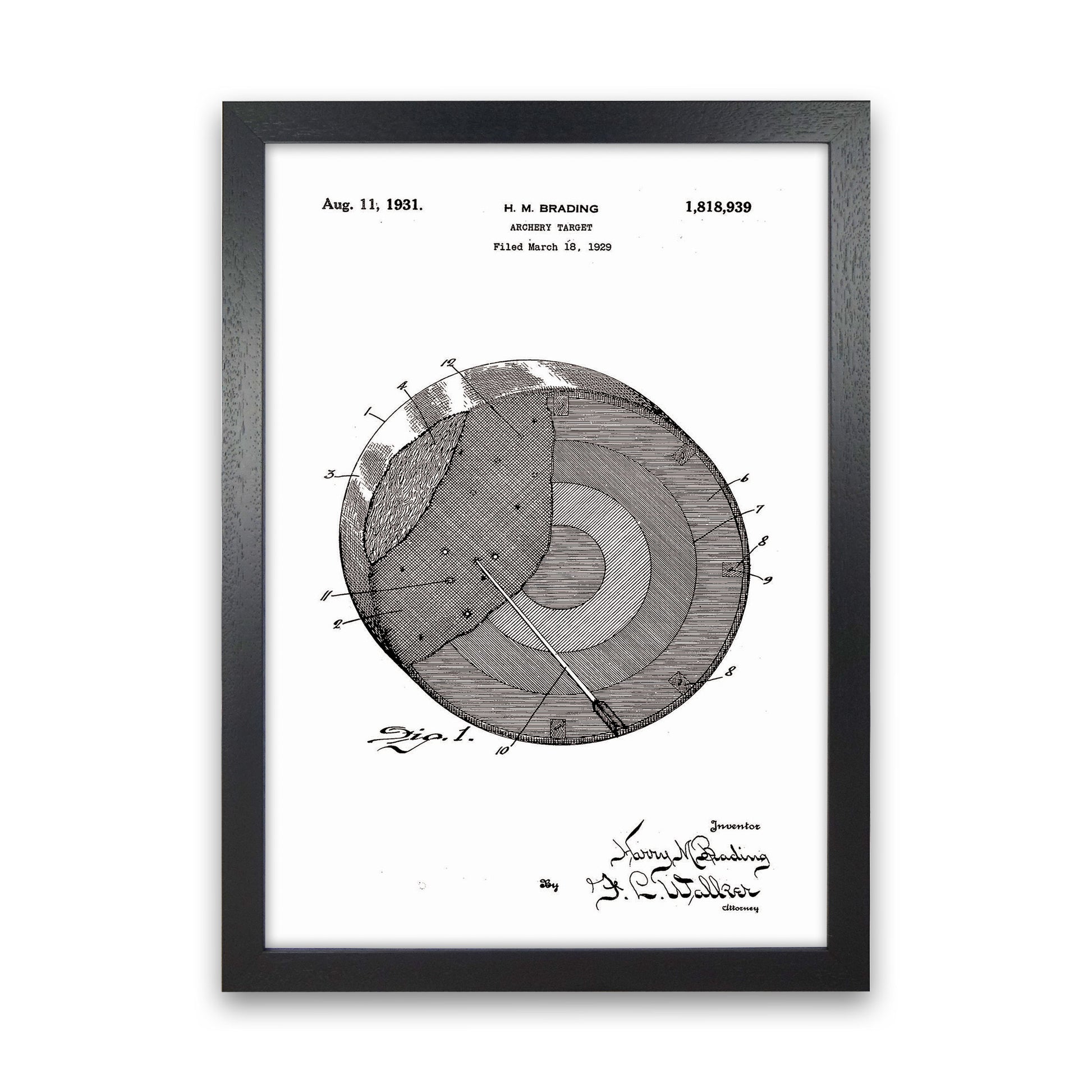 Archery Target Patent Art Print by Jason Stanley Black Grain