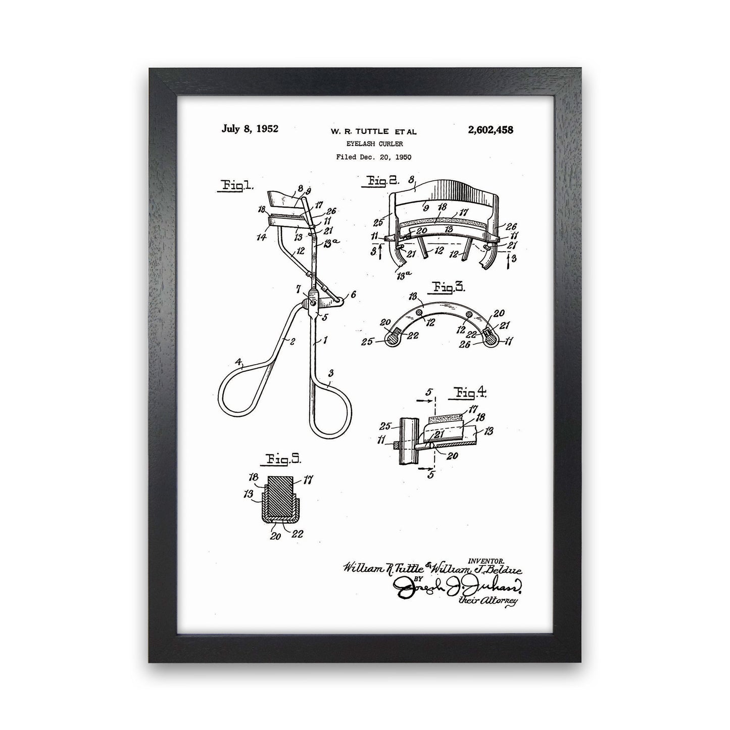 Eyelash Curler Patent Art Print by Jason Stanley Black Grain