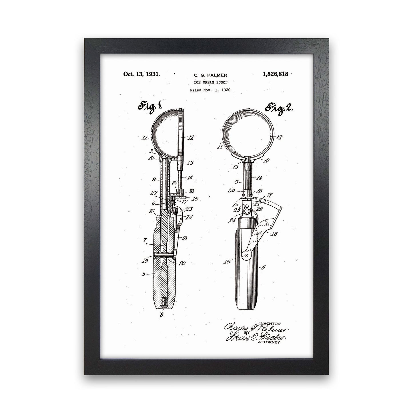 Ice Cream Scoop Patent Art Print by Jason Stanley Black Grain