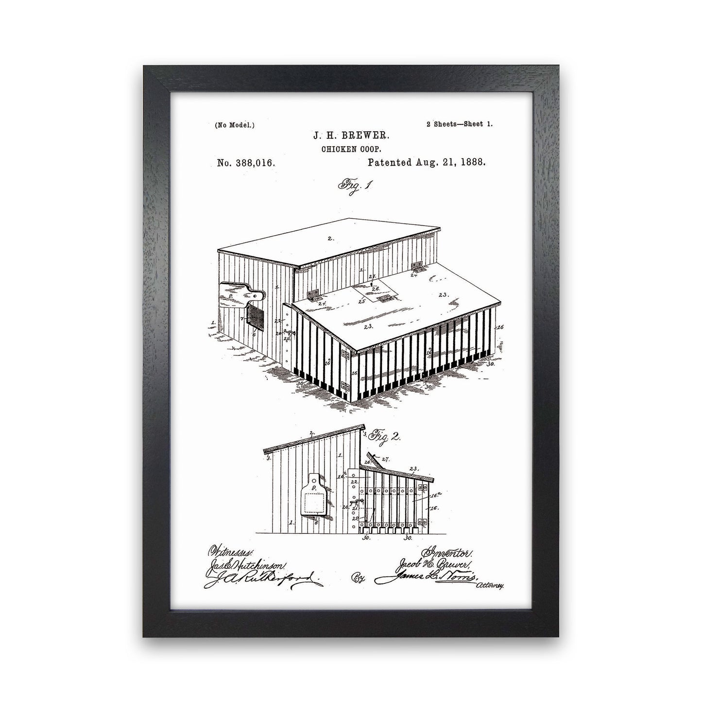 Chicken Coop Patent Art Print by Jason Stanley Black Grain