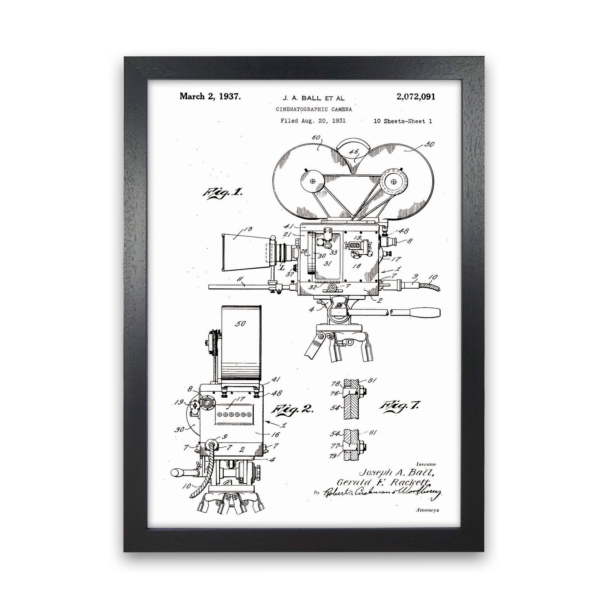 Cinema Camera Patent Art Print by Jason Stanley Black Grain