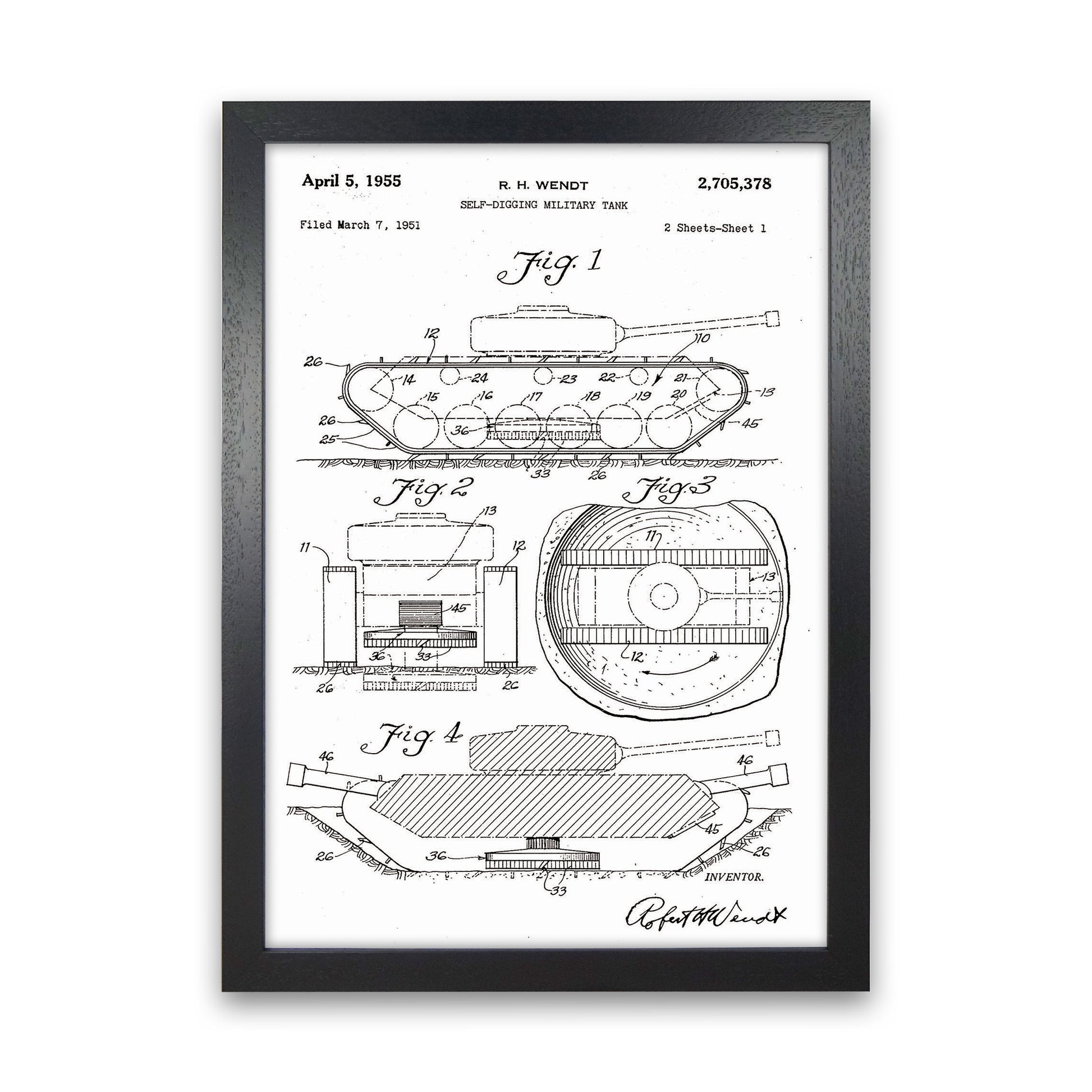 Military Tank Patent Art Print by Jason Stanley Black Grain