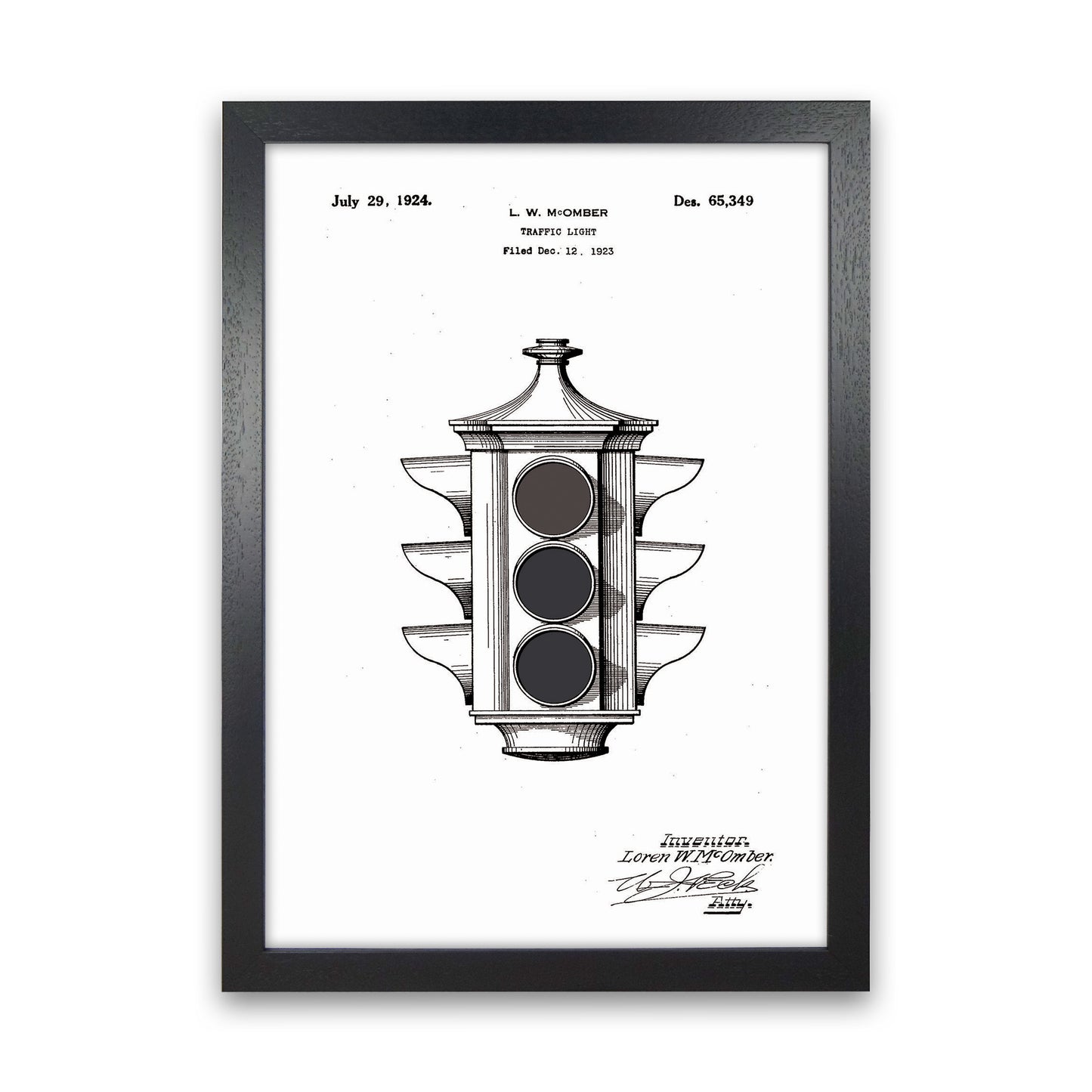 Traffic Light Patent Art Print by Jason Stanley Black Grain