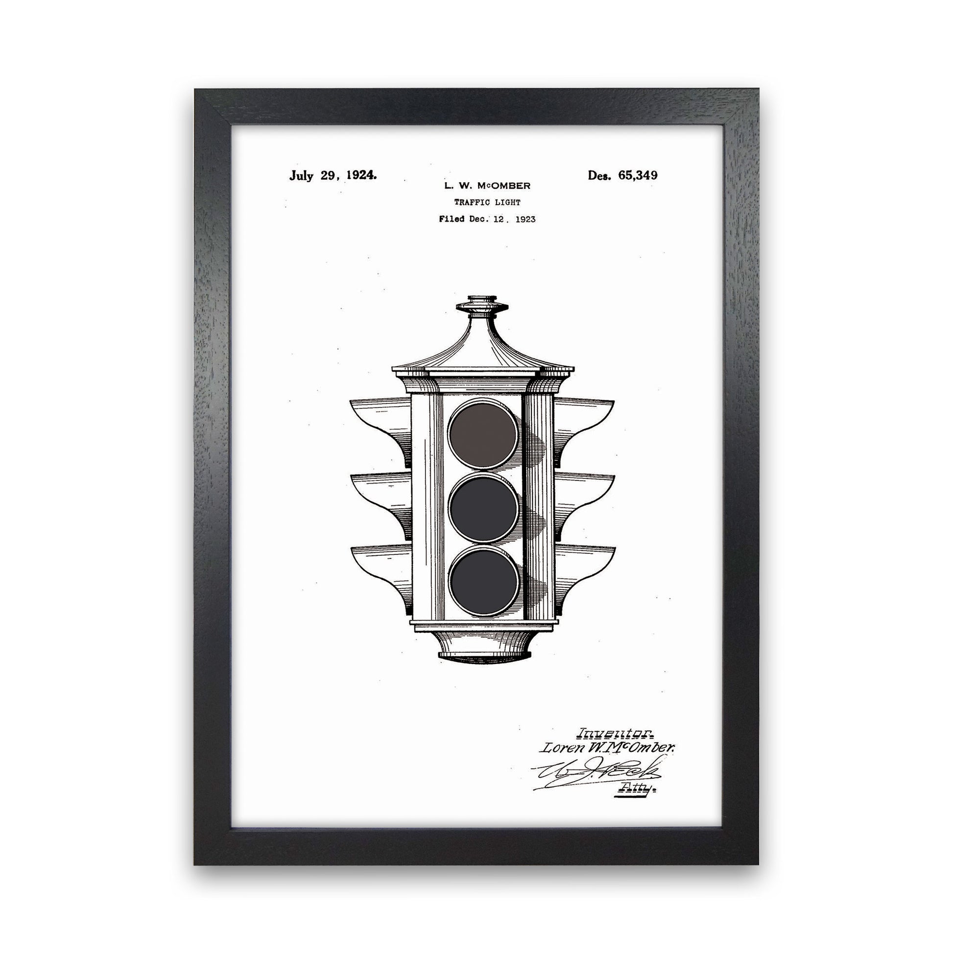 Traffic Light Patent Art Print by Jason Stanley Black Grain
