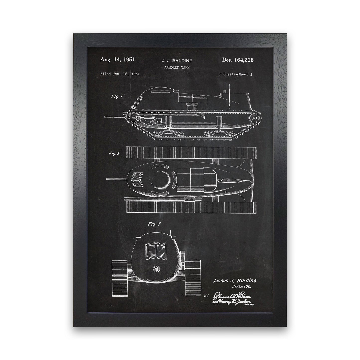 Armored Tank Patent Art Print by Jason Stanley Black Grain