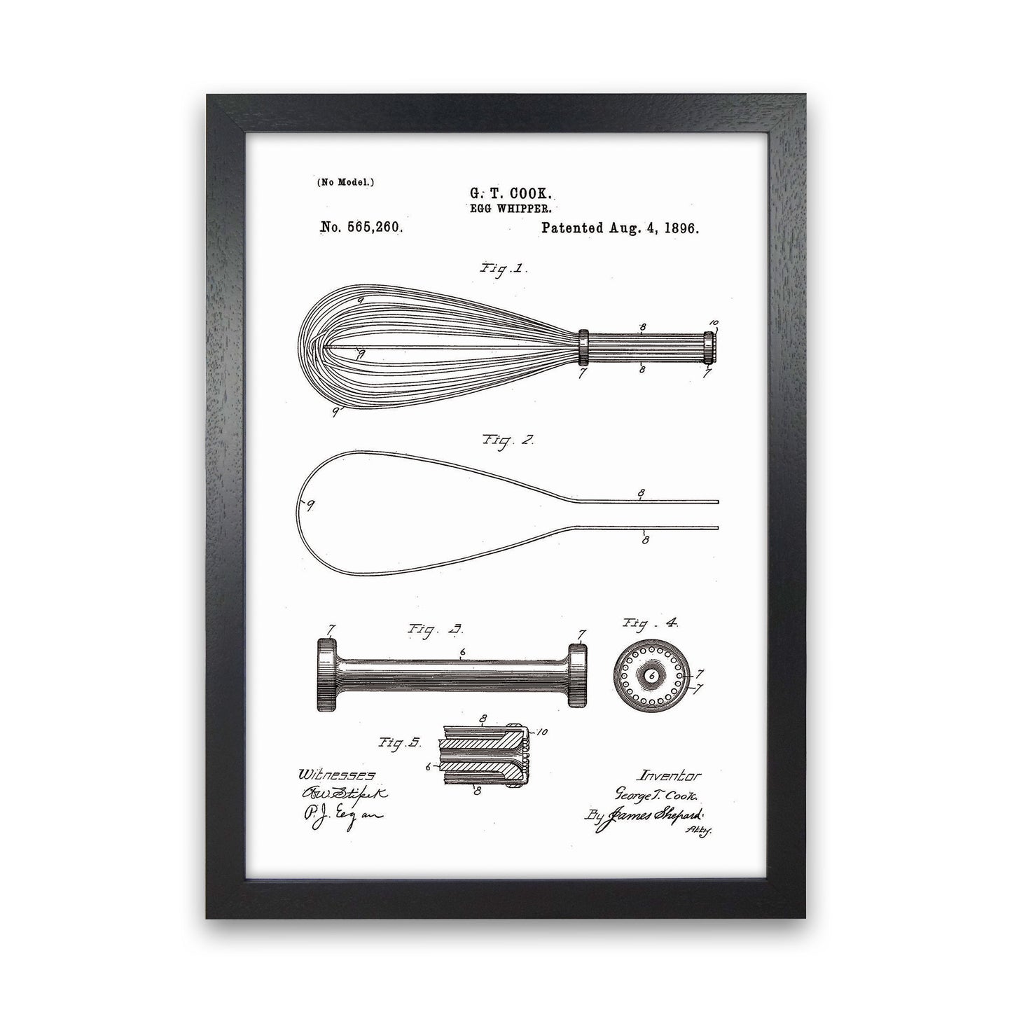 Egg Whipper Patent Art Print by Jason Stanley Black Grain
