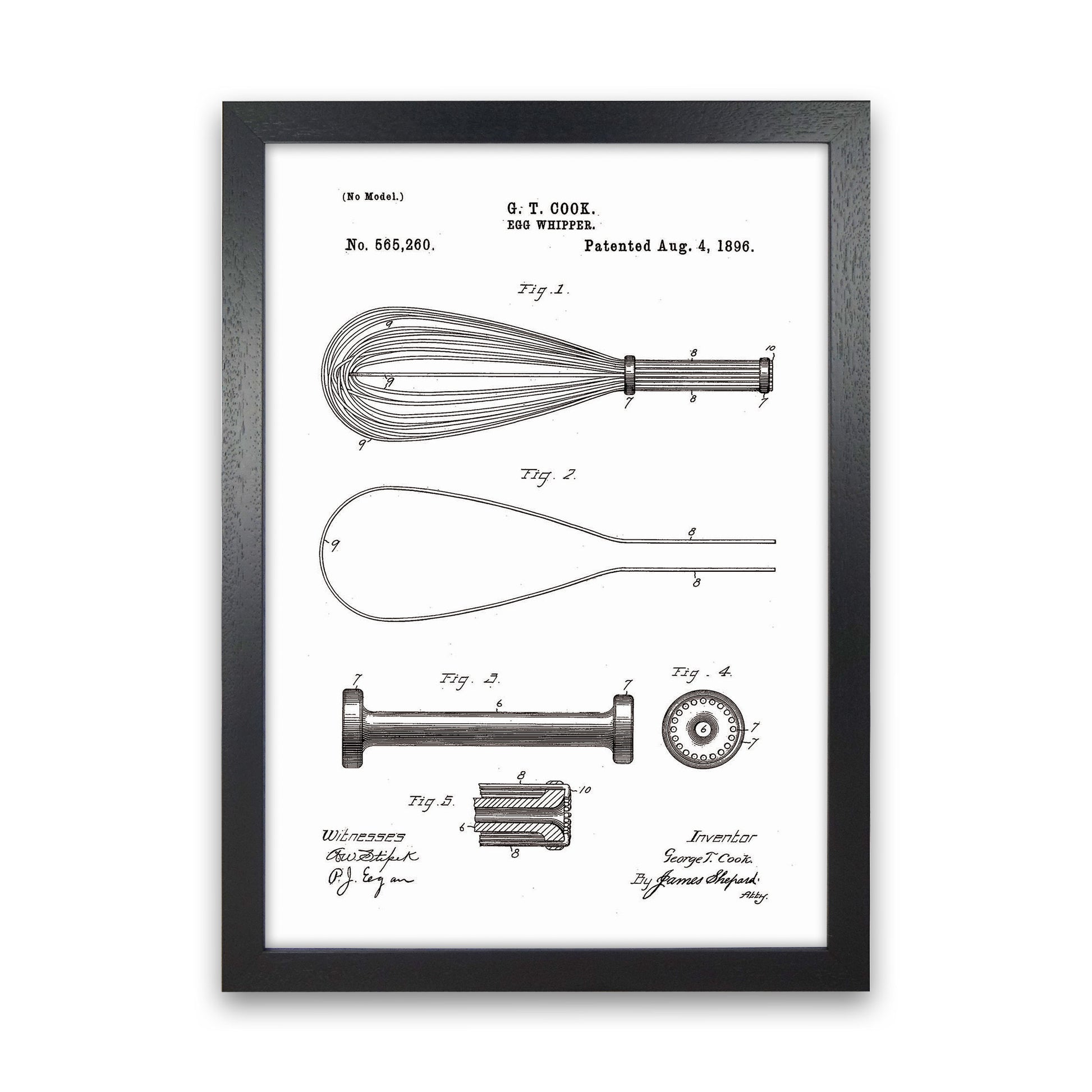 Egg Whipper Patent Art Print by Jason Stanley Black Grain