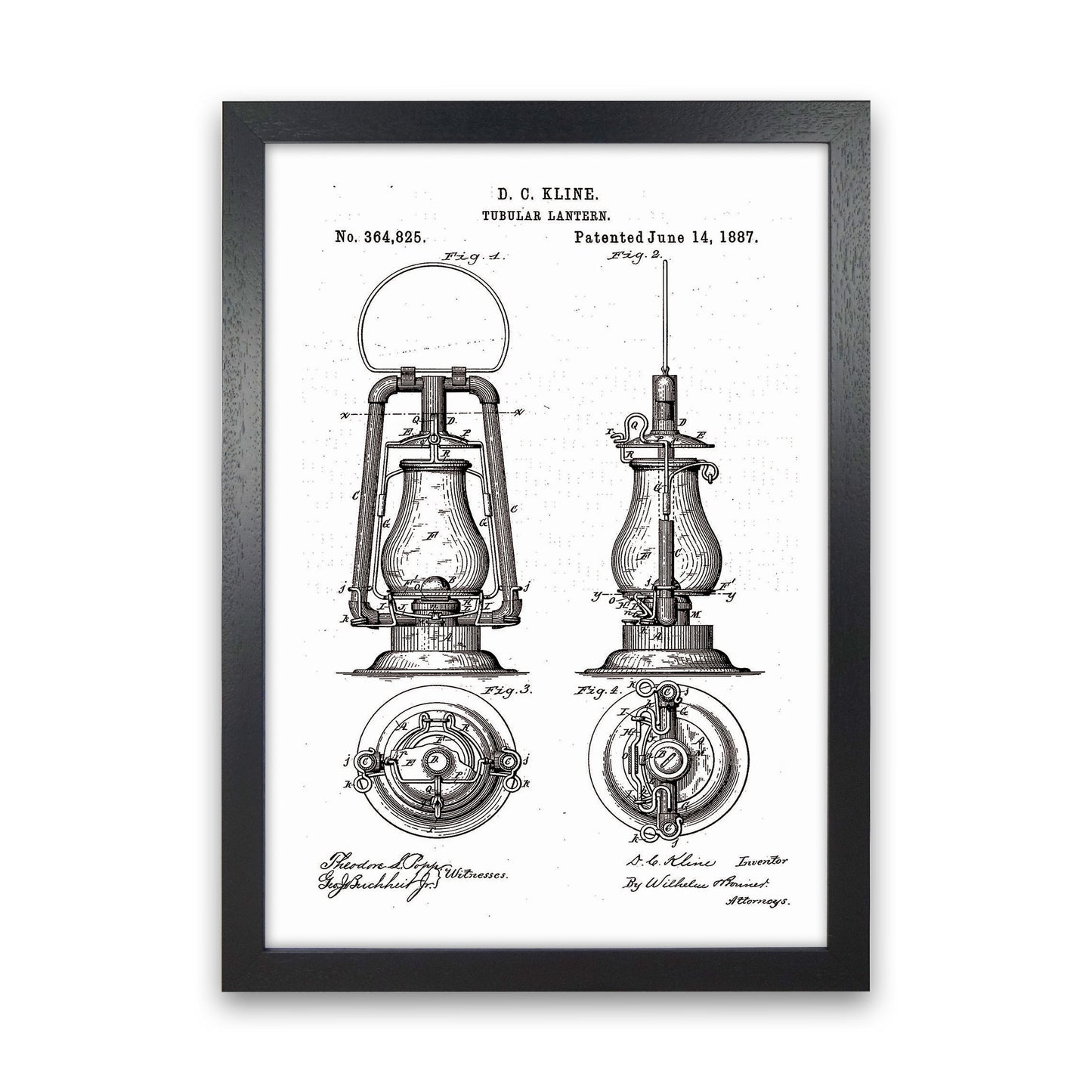 Vintage Lamp Patent Art Print by Jason Stanley Black Grain