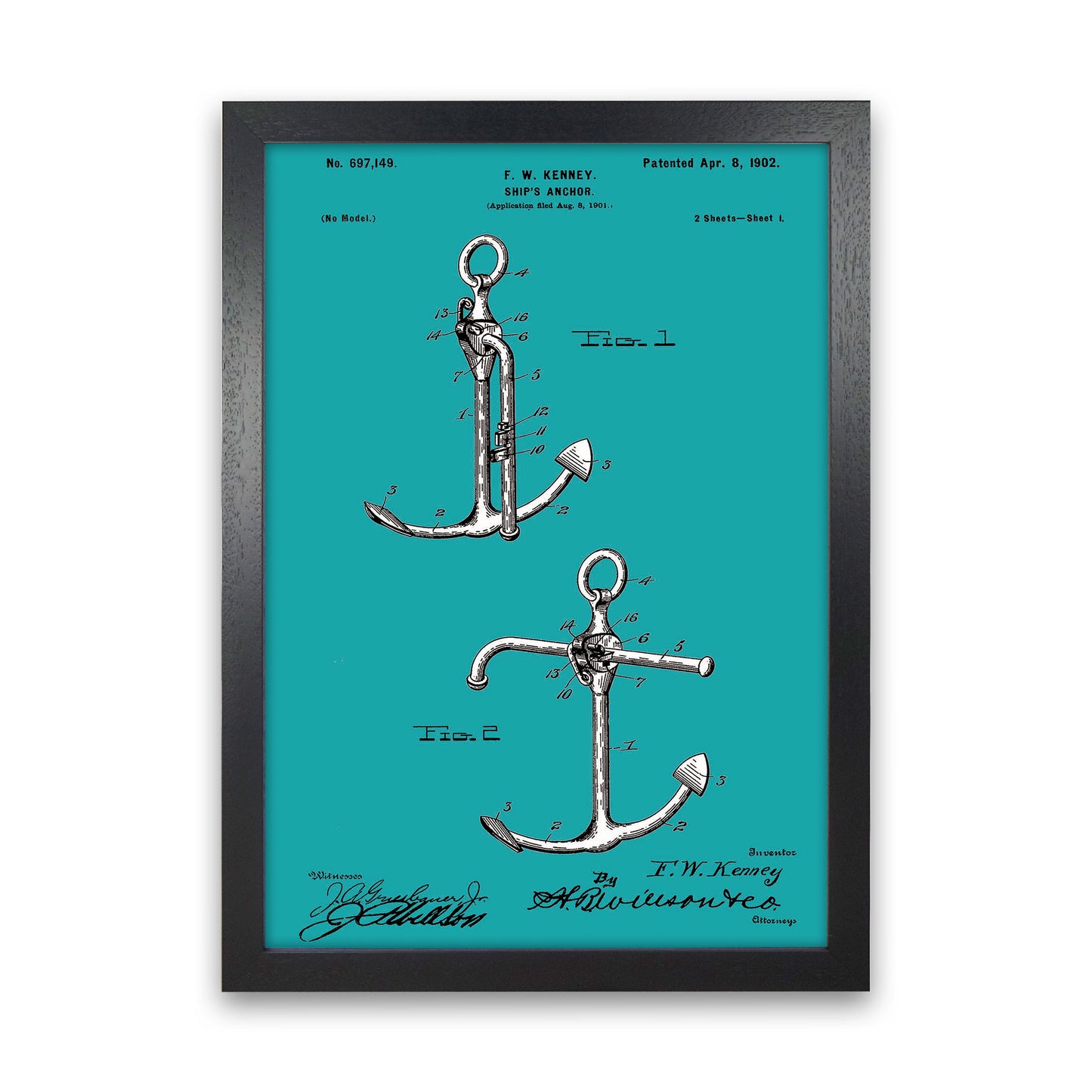 Anchor Patent Blue Art Print by Jason Stanley Black Grain