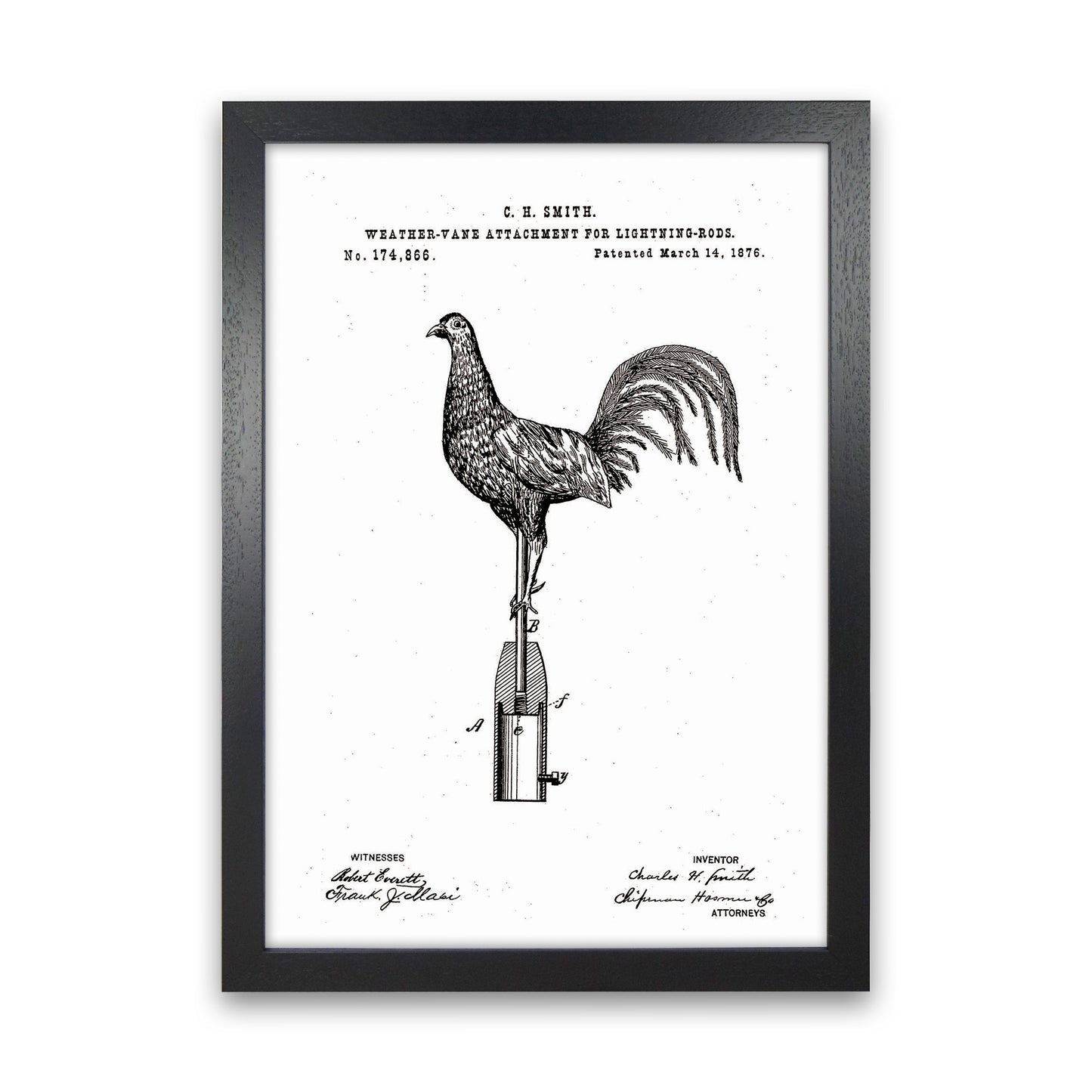 Weather Vane Patent Art Print by Jason Stanley Black Grain