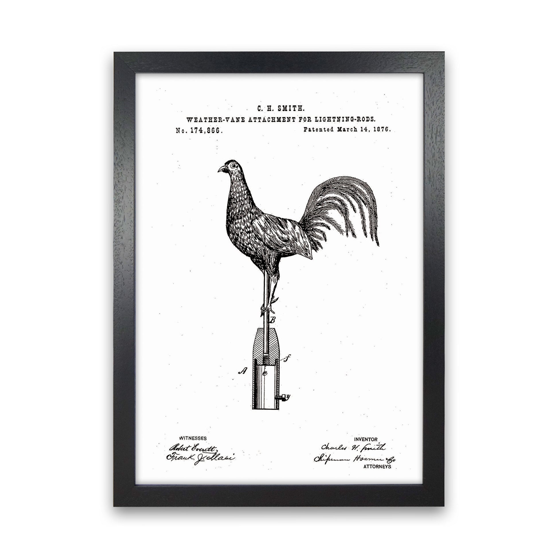 Weather Vane Patent Art Print by Jason Stanley Black Grain