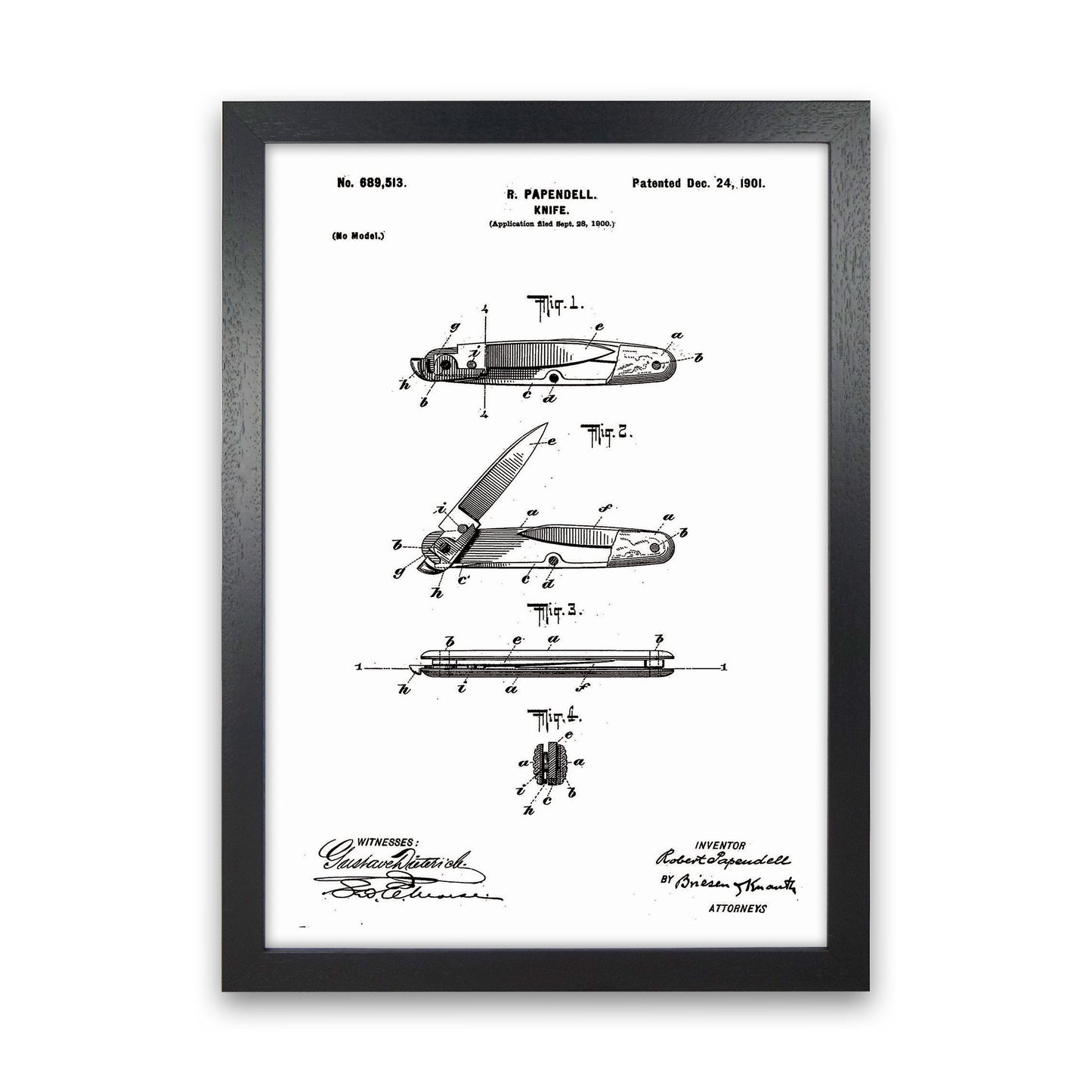 Pocket Knife Patent Art Print by Jason Stanley Black Grain