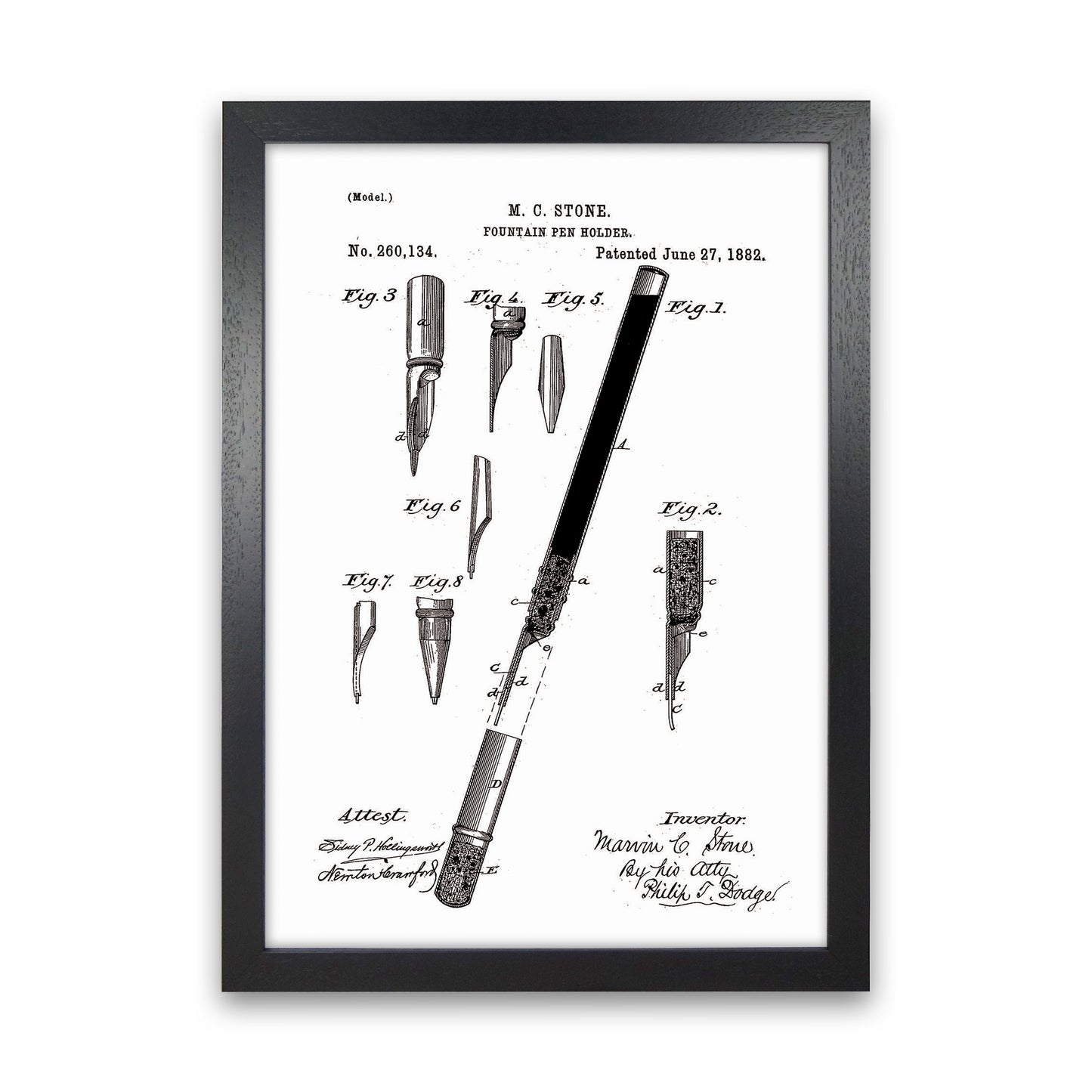 Fountain Pen Patent Art Print by Jason Stanley Black Grain