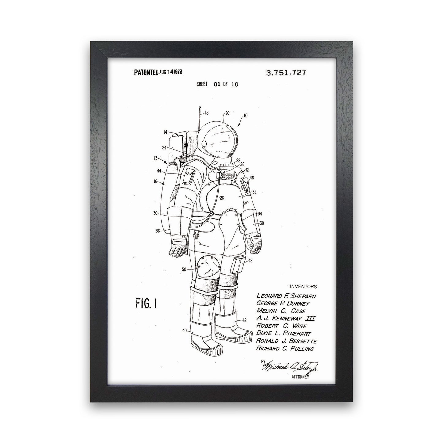 Spacesuit Patent Art Print by Jason Stanley Black Grain