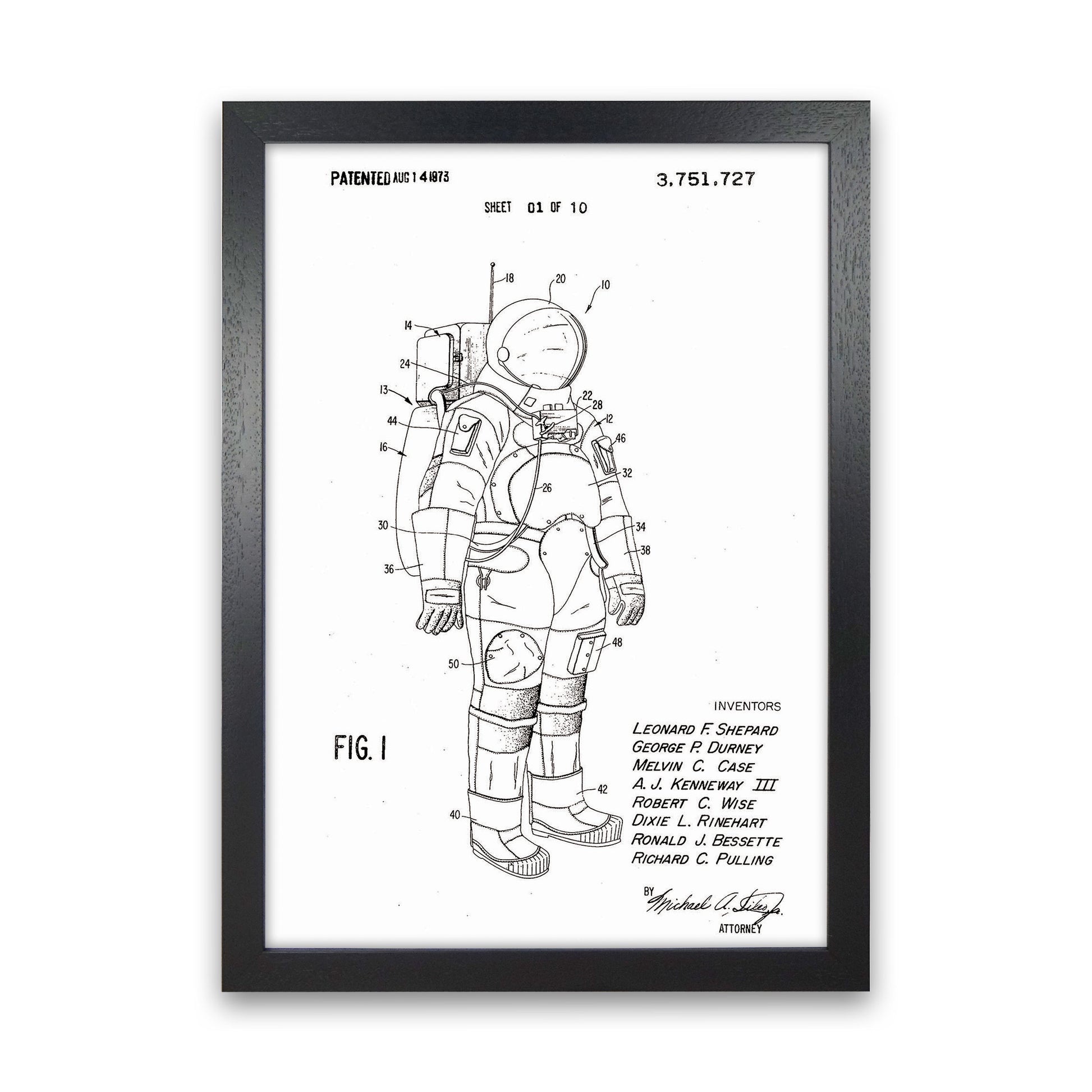 Spacesuit Patent Art Print by Jason Stanley Black Grain