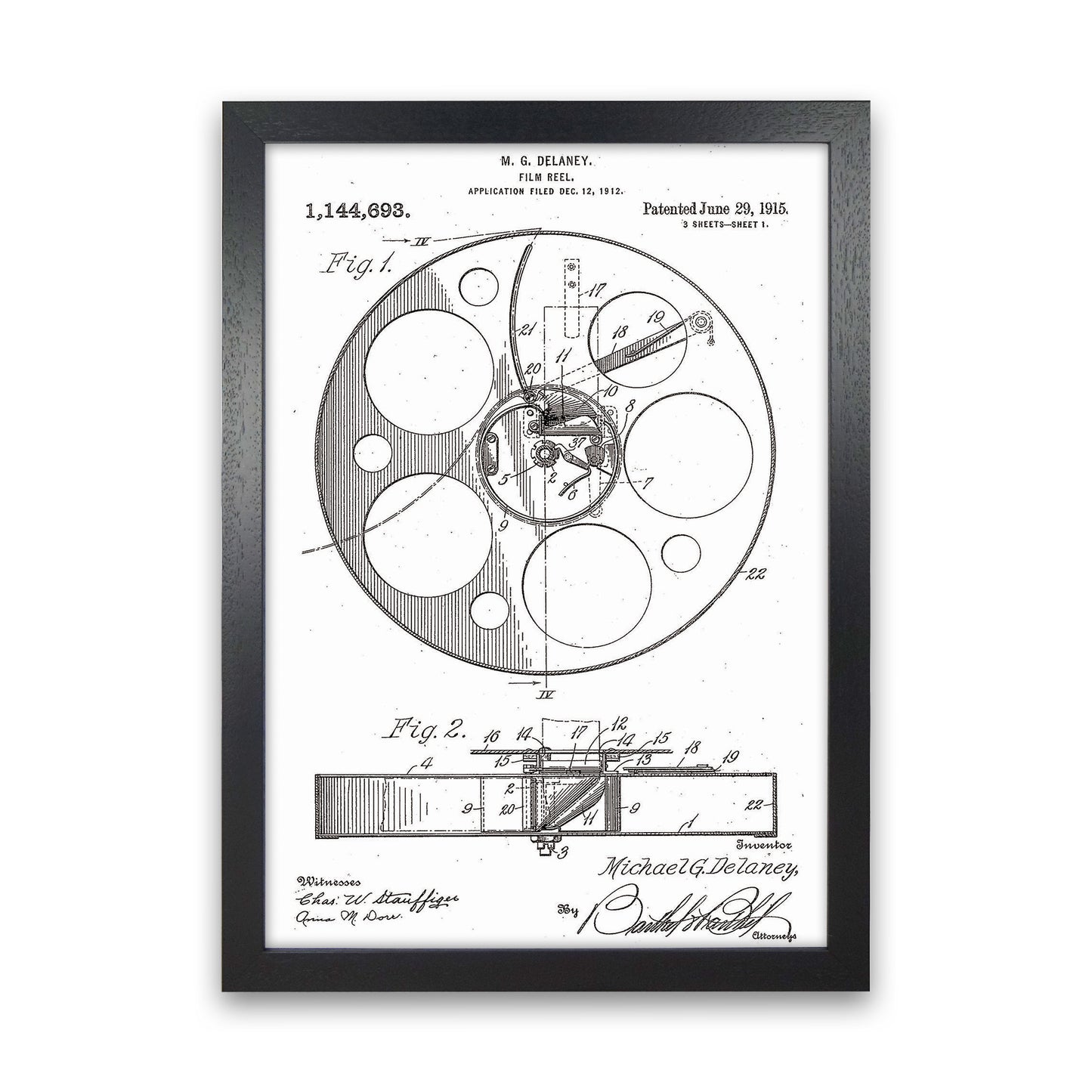 Film Reel Patent Art Print by Jason Stanley Black Grain