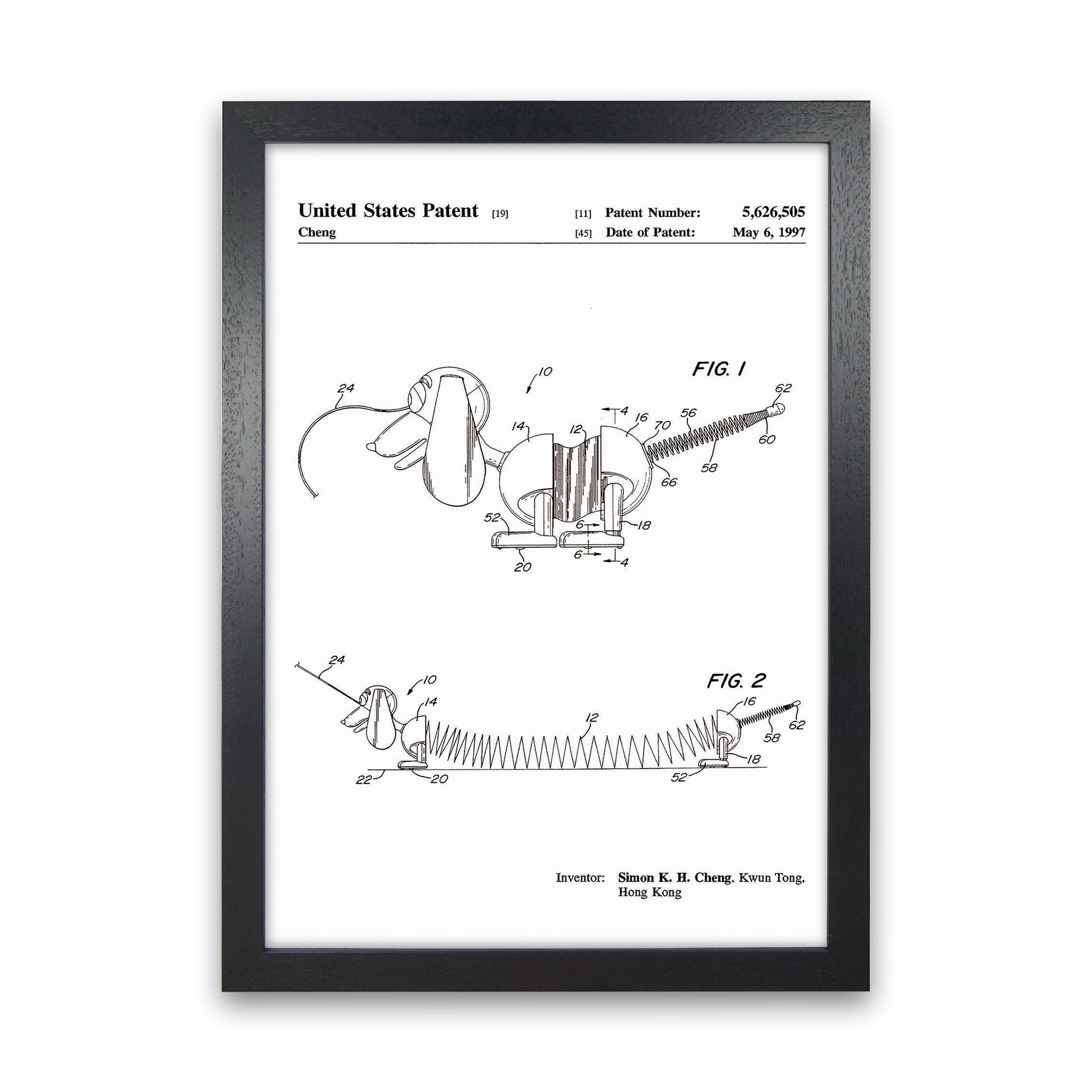 Slinky Dog Patent Art Print by Jason Stanley Black Grain