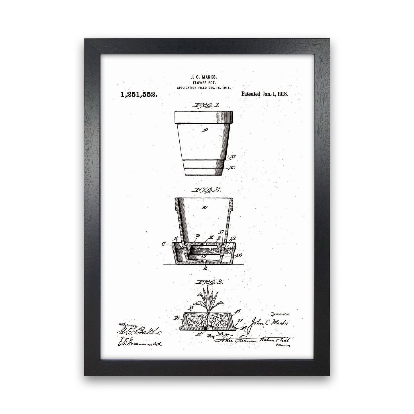 Flower Pot Patent Art Print by Jason Stanley Black Grain