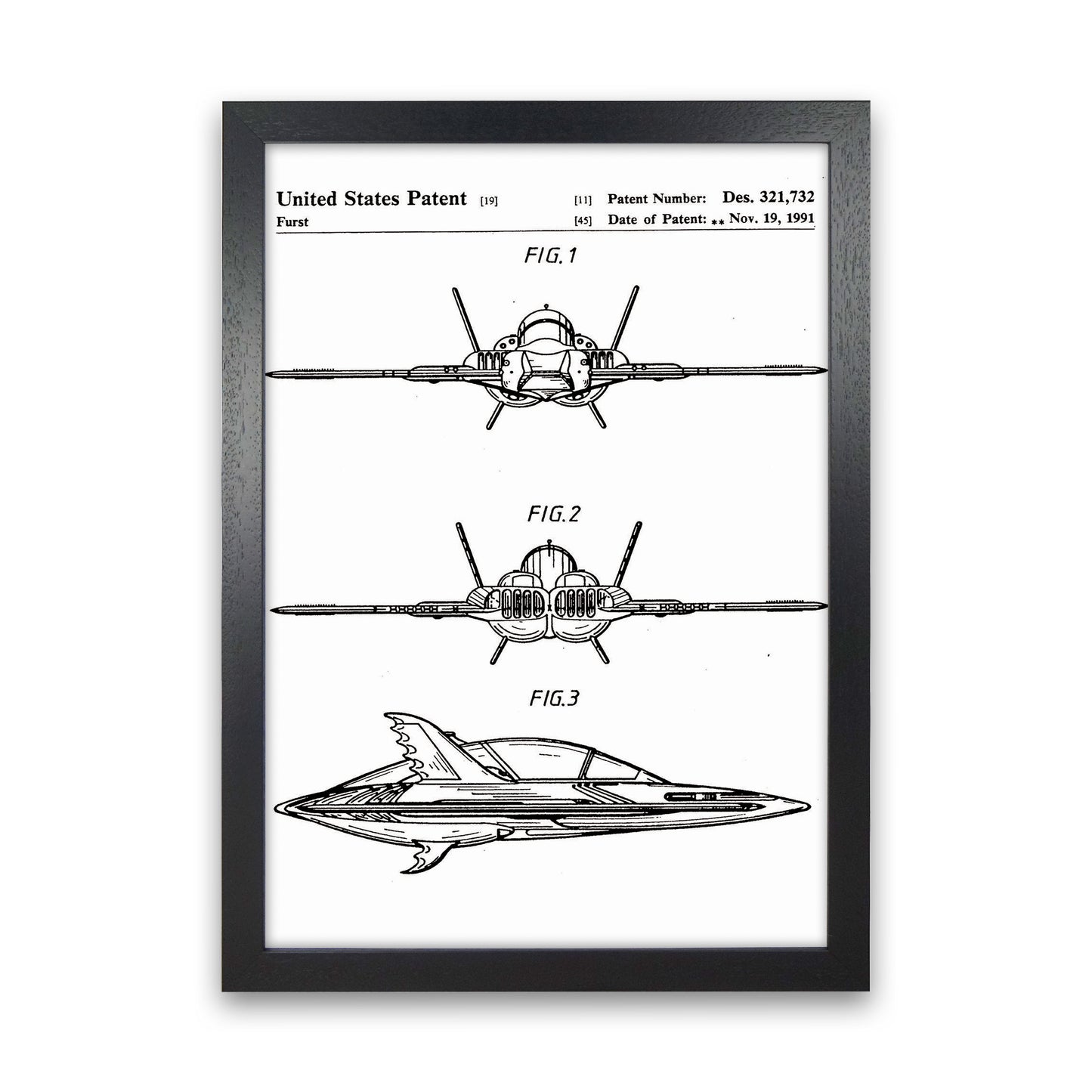 Batwing Patent Art Print by Jason Stanley Black Grain