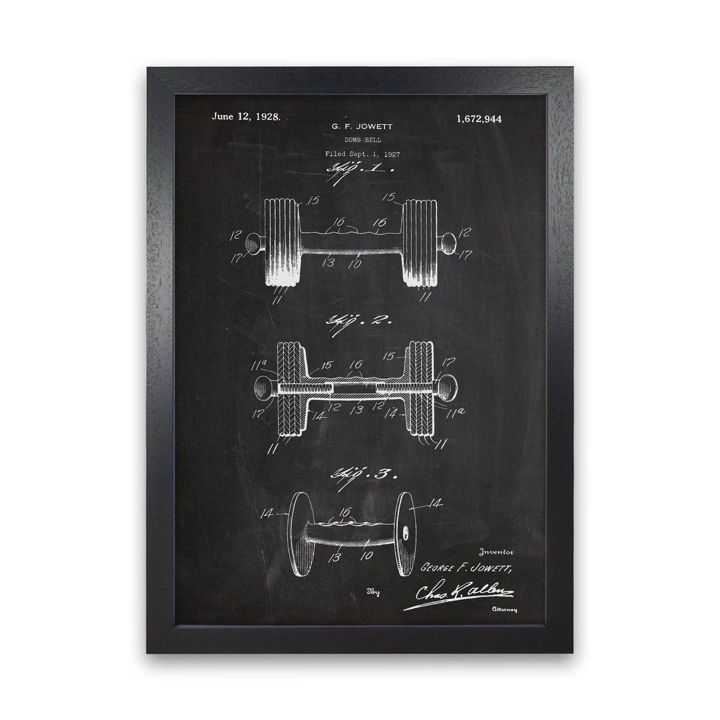 Dumbbell Patent Art Print by Jason Stanley Black Grain