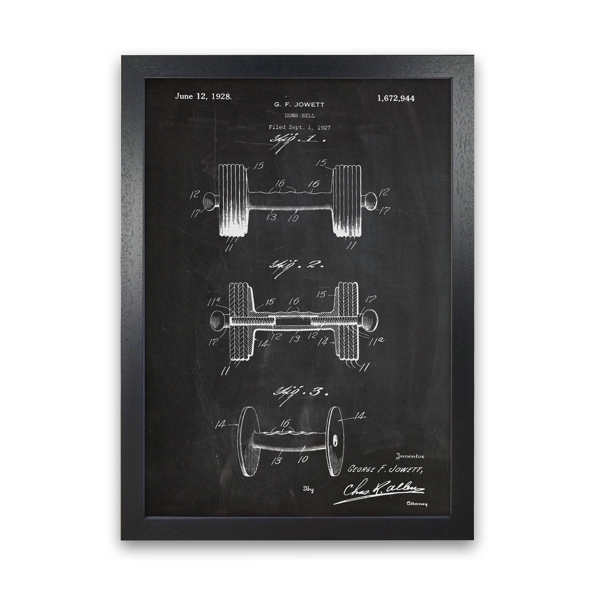 Dumbbell Patent Art Print by Jason Stanley Black Grain