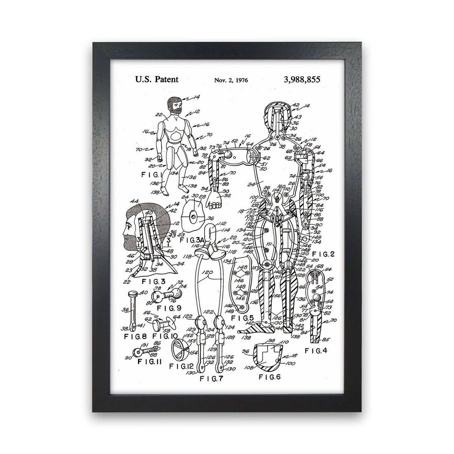 Kids Toy Patent Art Print by Jason Stanley Black Grain
