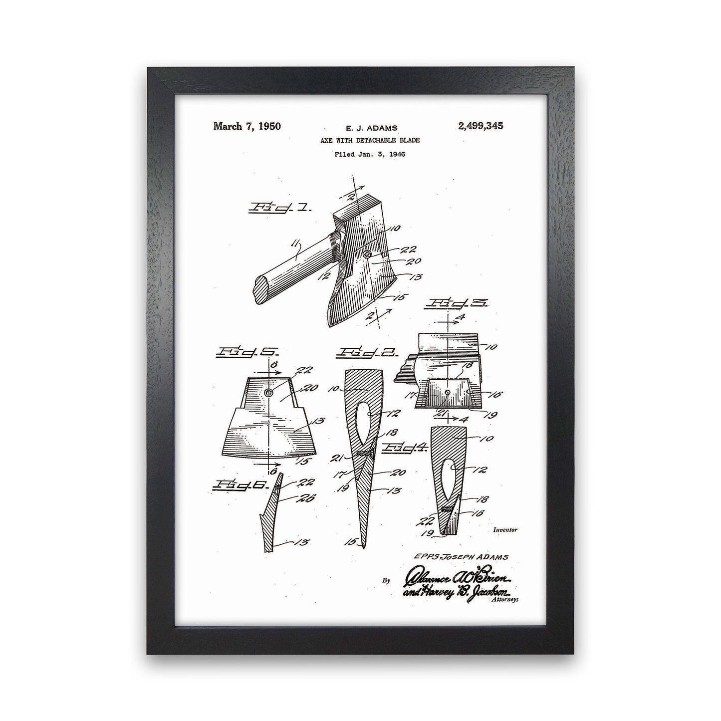 Axe Patent Art Print by Jason Stanley Black Grain