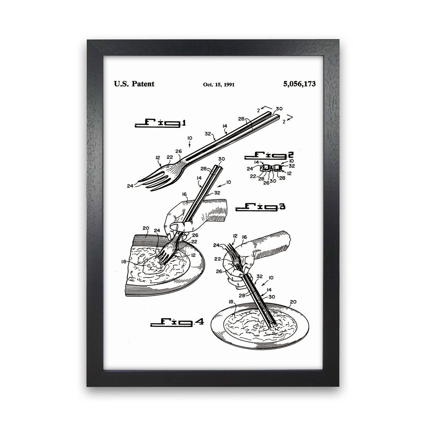 Fork Patent Art Print by Jason Stanley Black Grain