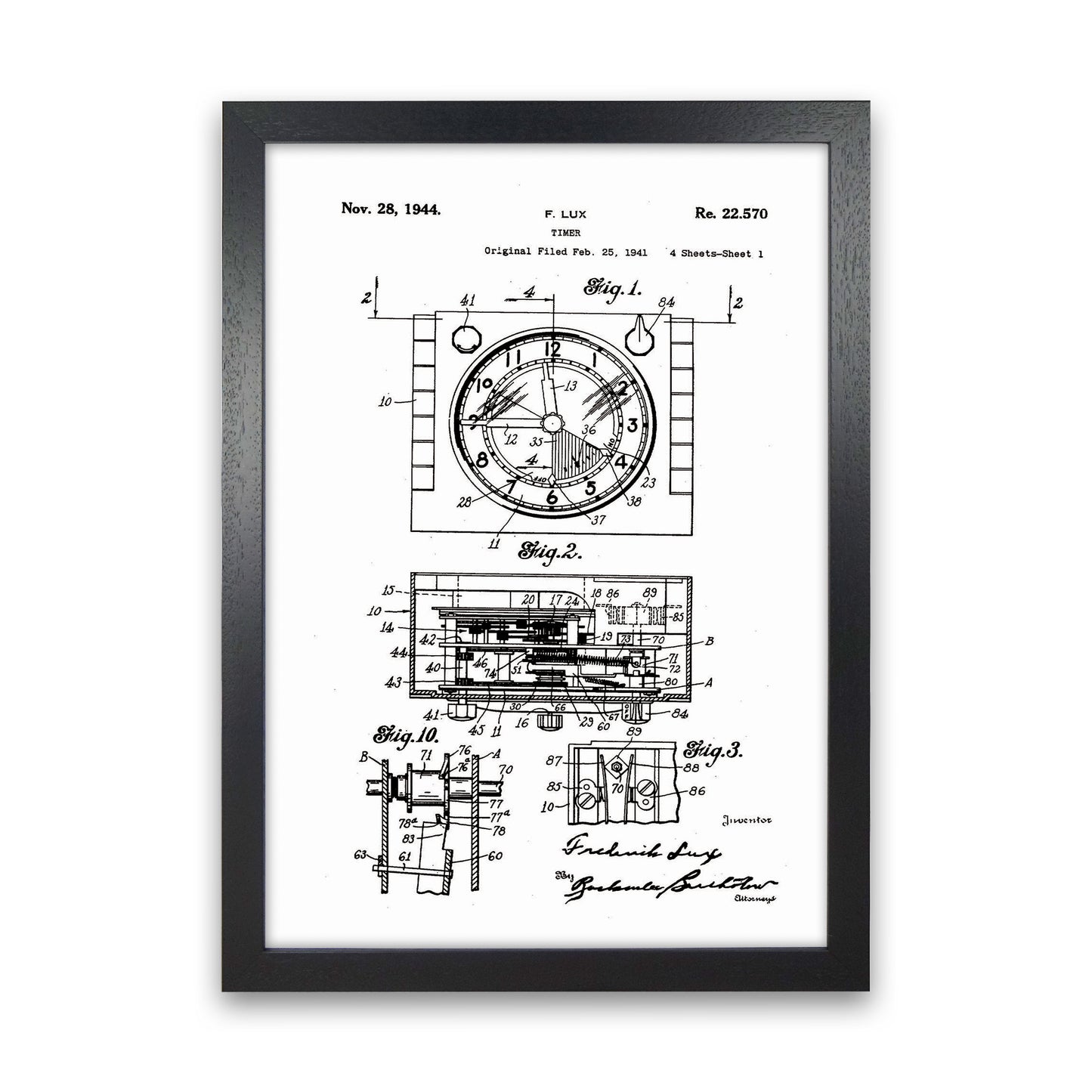 Timer Patent Art Print by Jason Stanley Black Grain