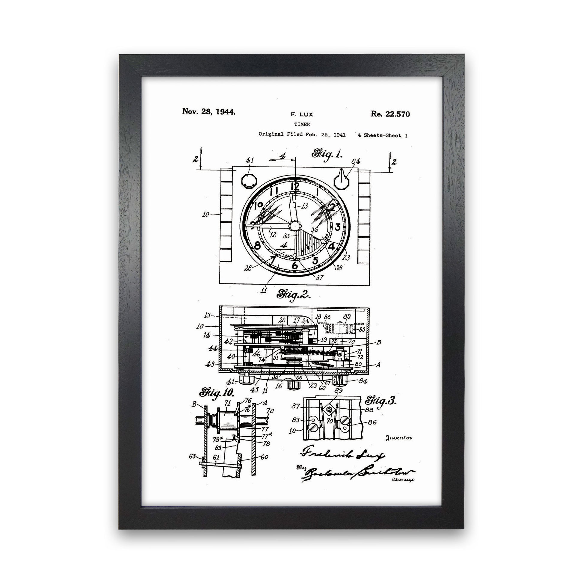 Timer Patent Art Print by Jason Stanley Black Grain