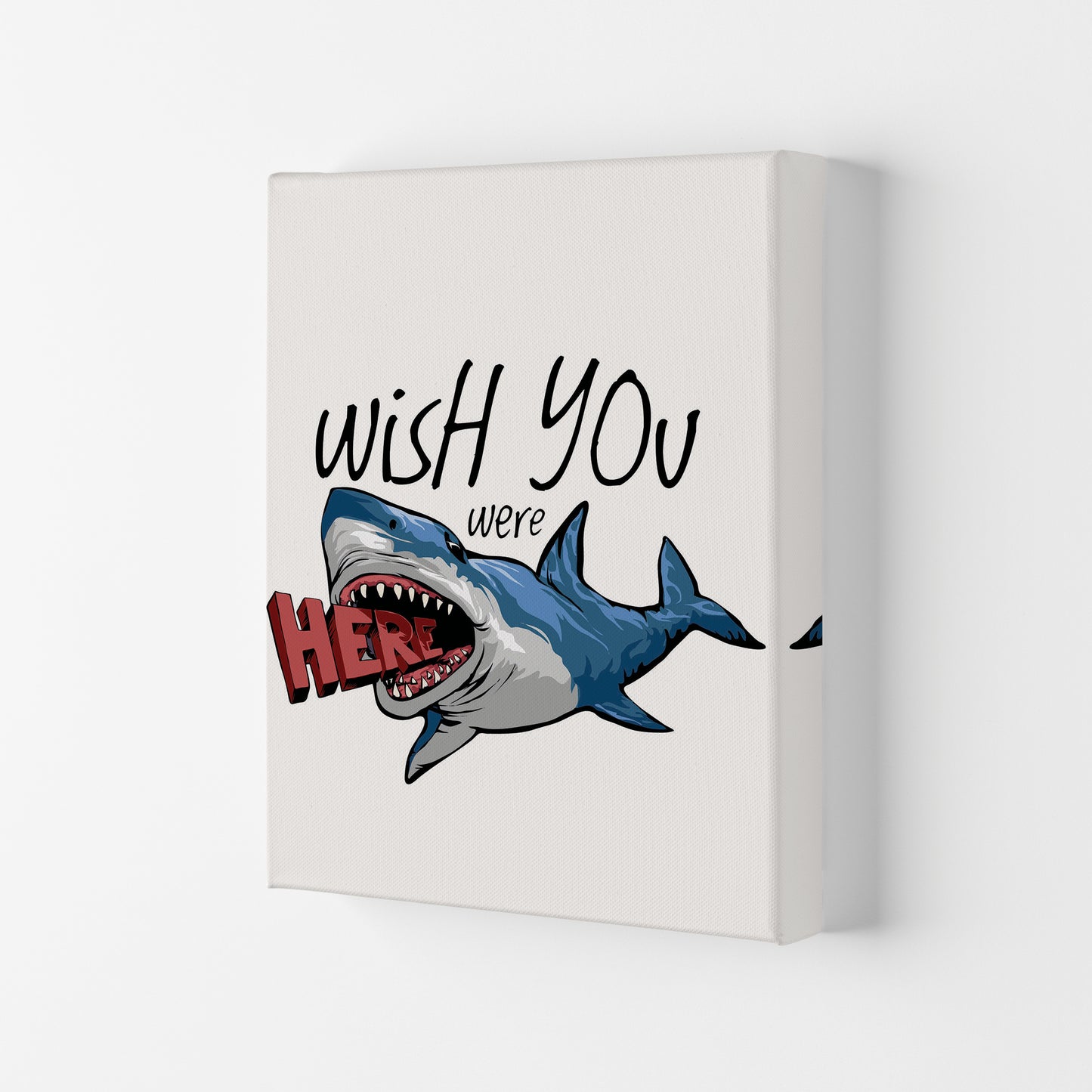 Wish You Were Here Shark Art Print by Jason Stanley Canvas