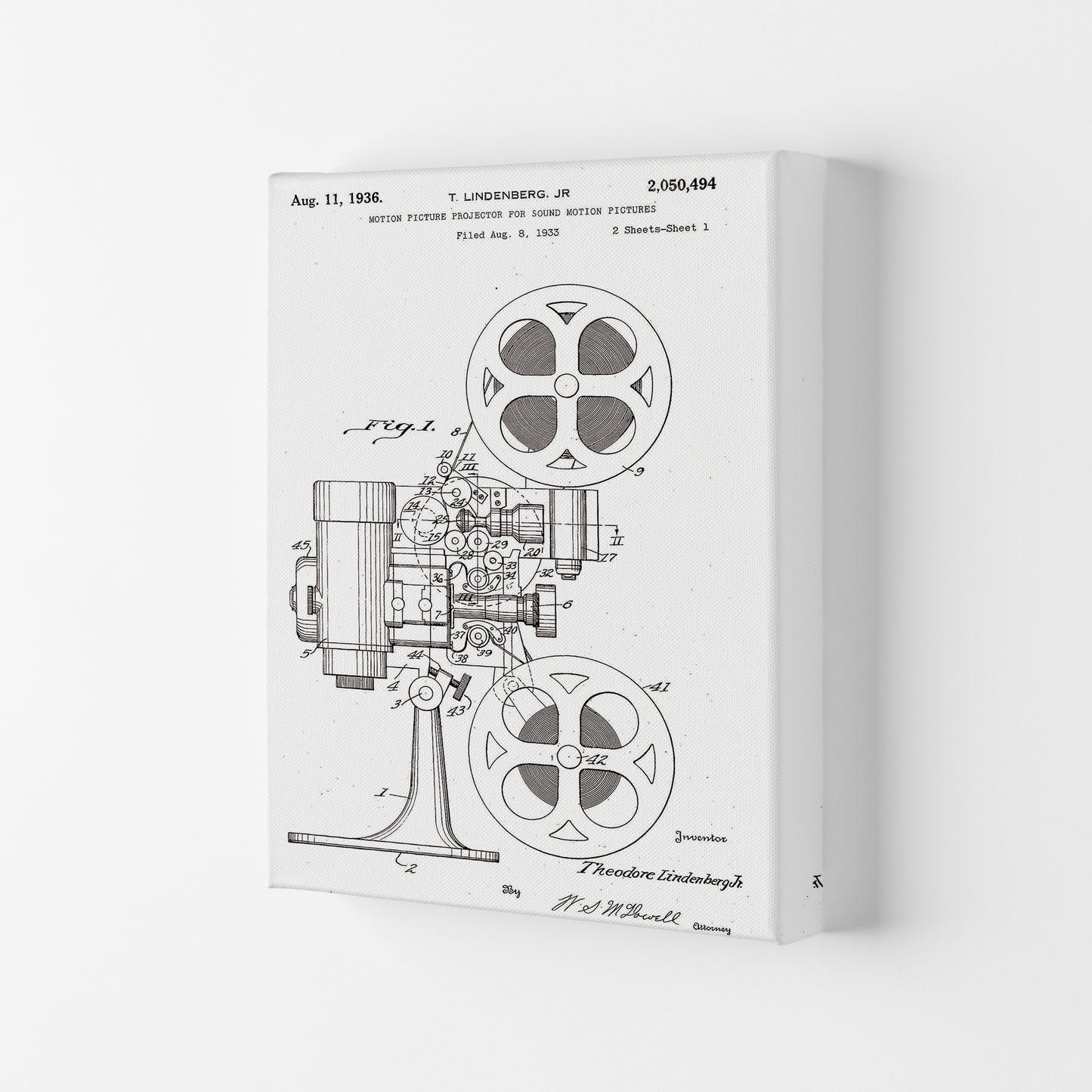 Motion Picture Projector Patent Art Print by Jason Stanley Canvas