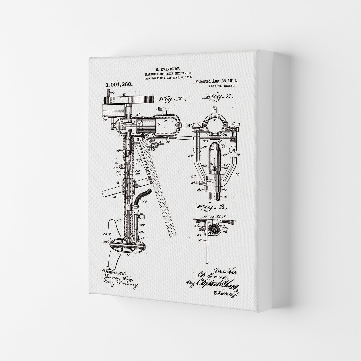 Outboard Boat Propeller Patent Art Print by Jason Stanley Canvas