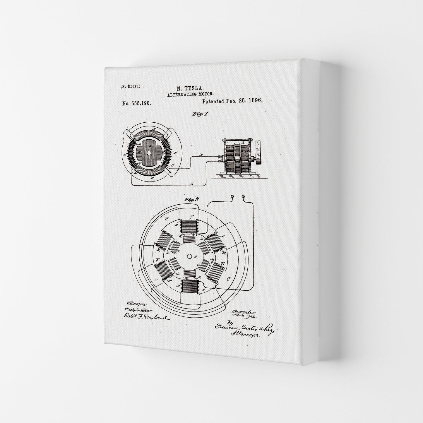 Tesla Alternating Motor Patent Art Print by Jason Stanley Canvas