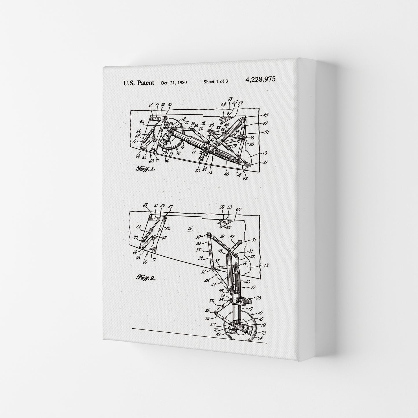 Airplane Landing Gear Patent Art Print by Jason Stanley Canvas