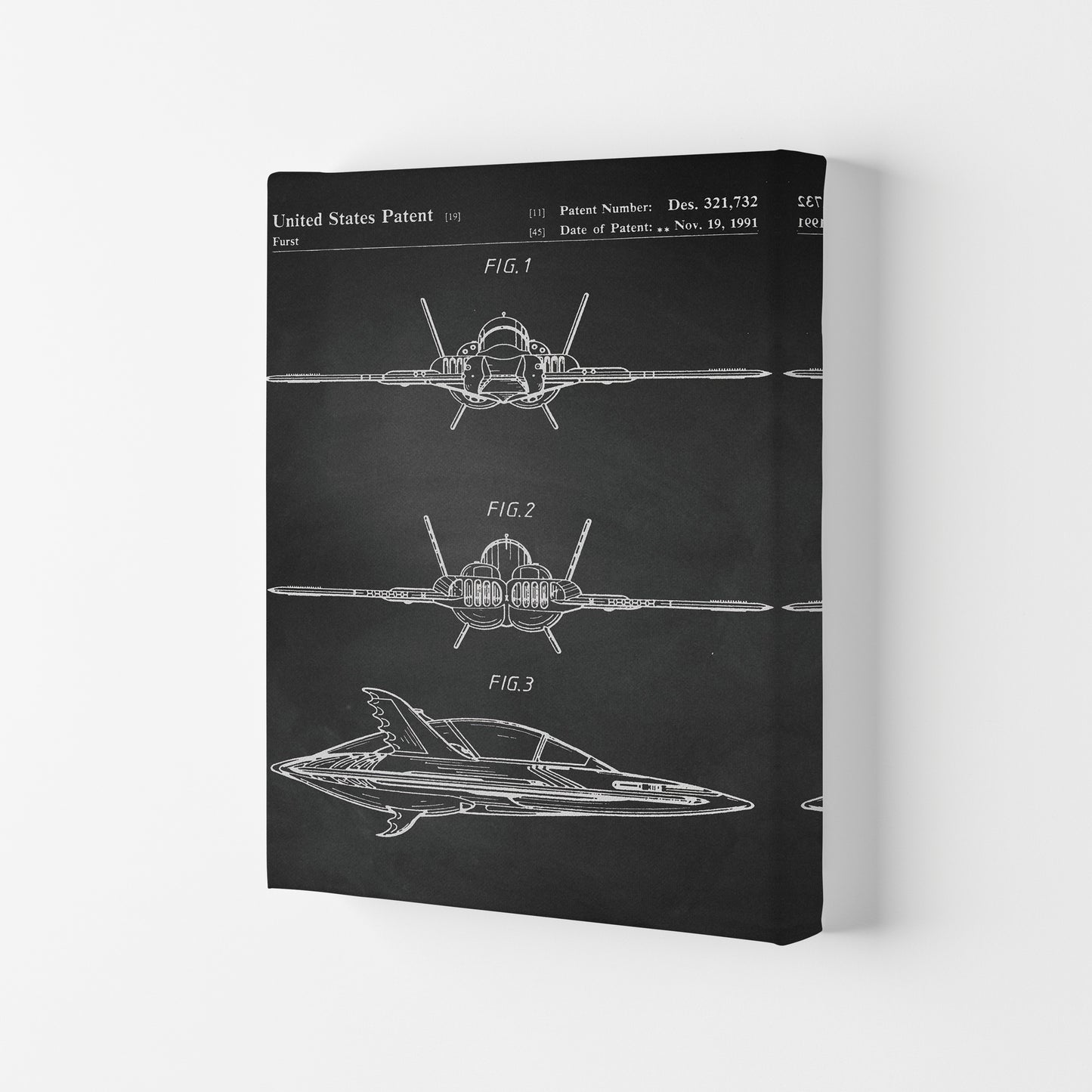 Batwing Patent- Chalkboard Art Print by Jason Stanley Canvas