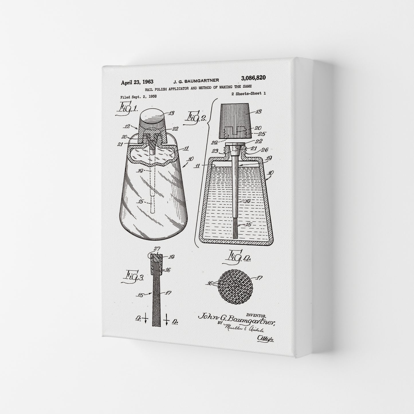 Nail Polish Applicator Patent Art Print by Jason Stanley Canvas