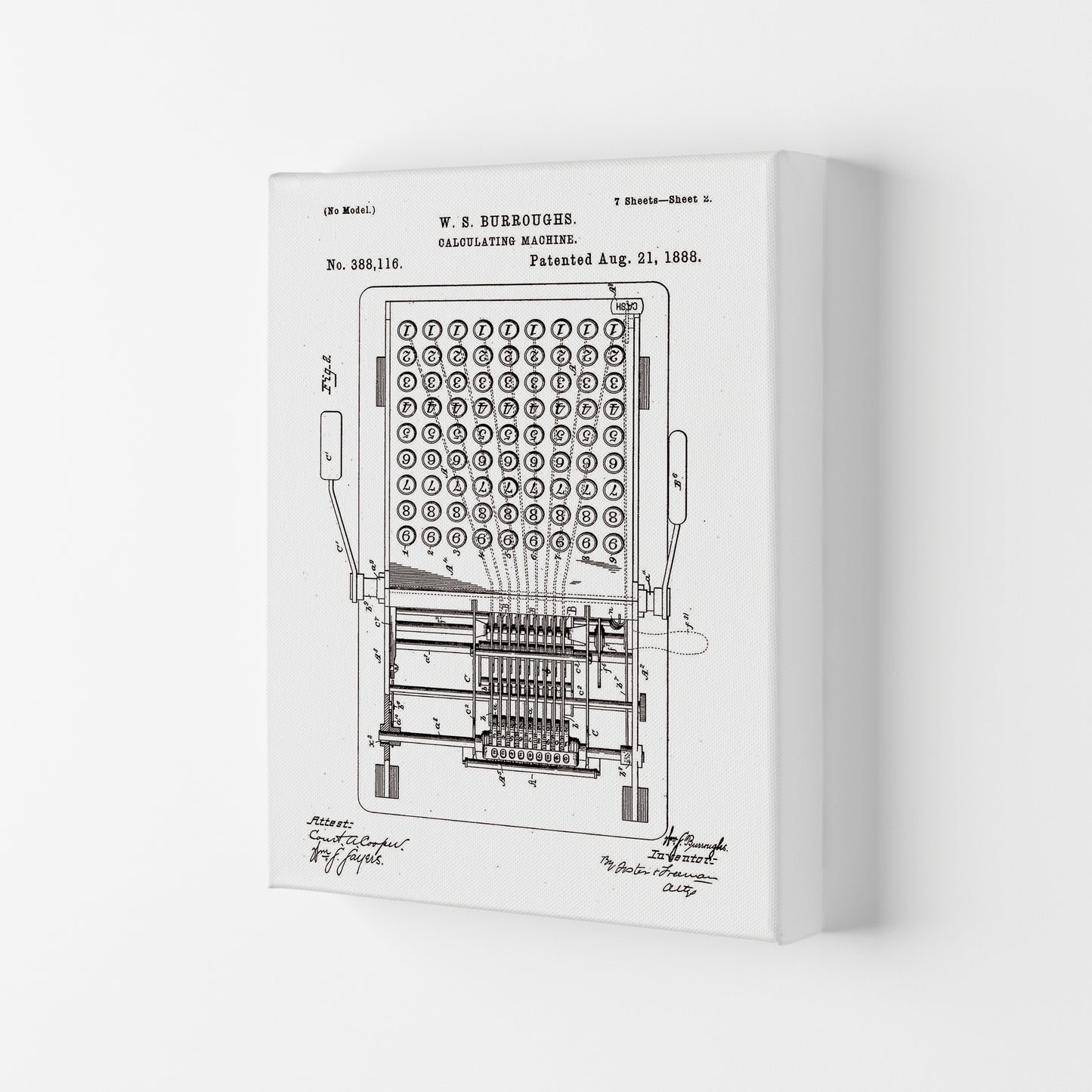 Calculating Machine Patent 2 Art Print by Jason Stanley Canvas