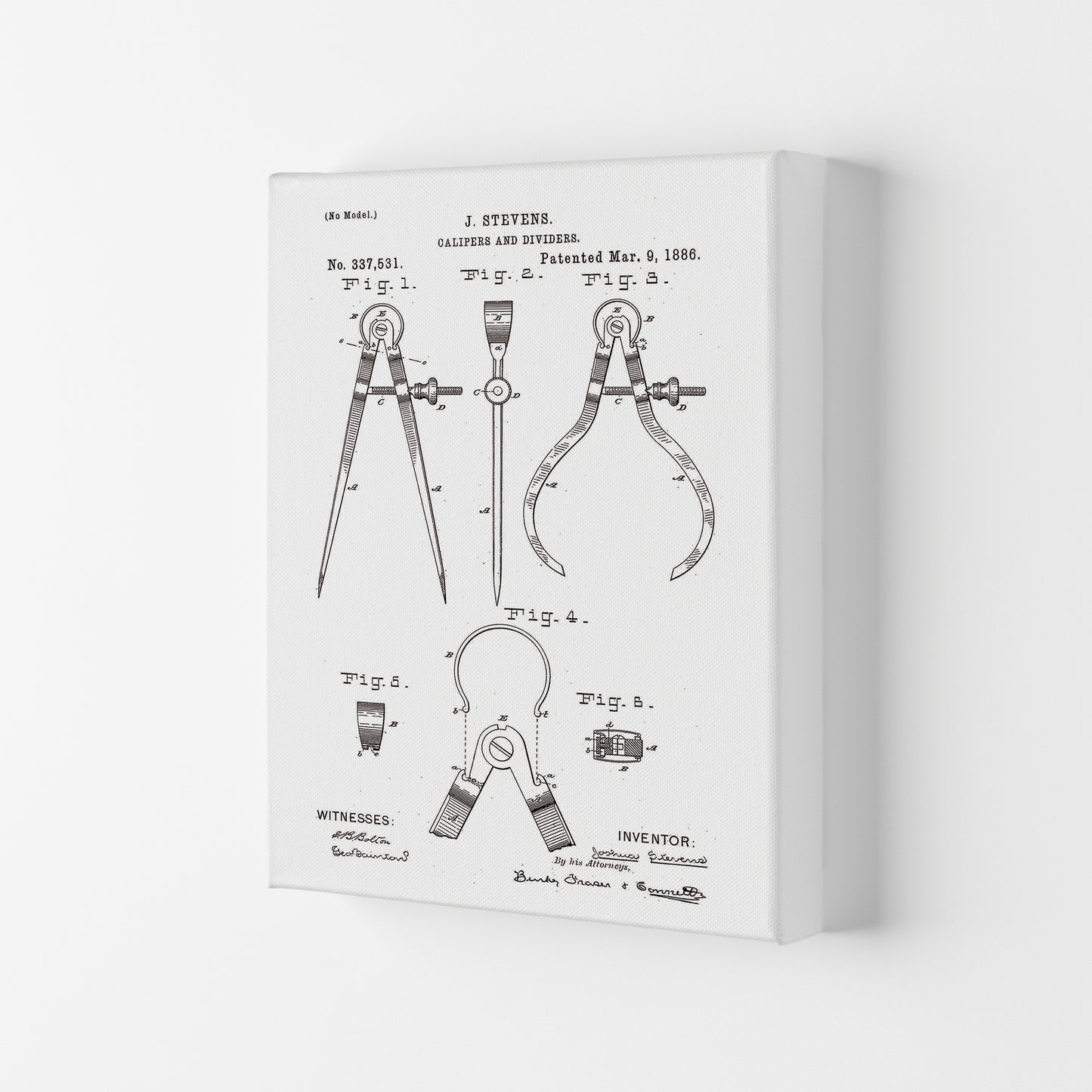 Calipers And Dividers Patent Art Print by Jason Stanley Canvas
