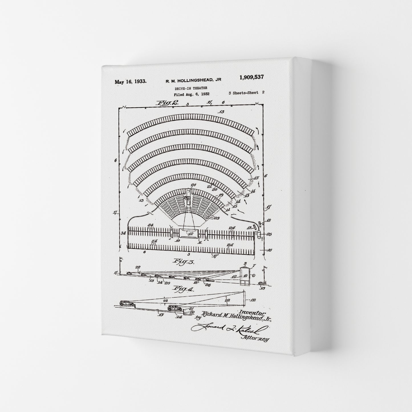Drive In Theatre Patent Art Print by Jason Stanley Canvas