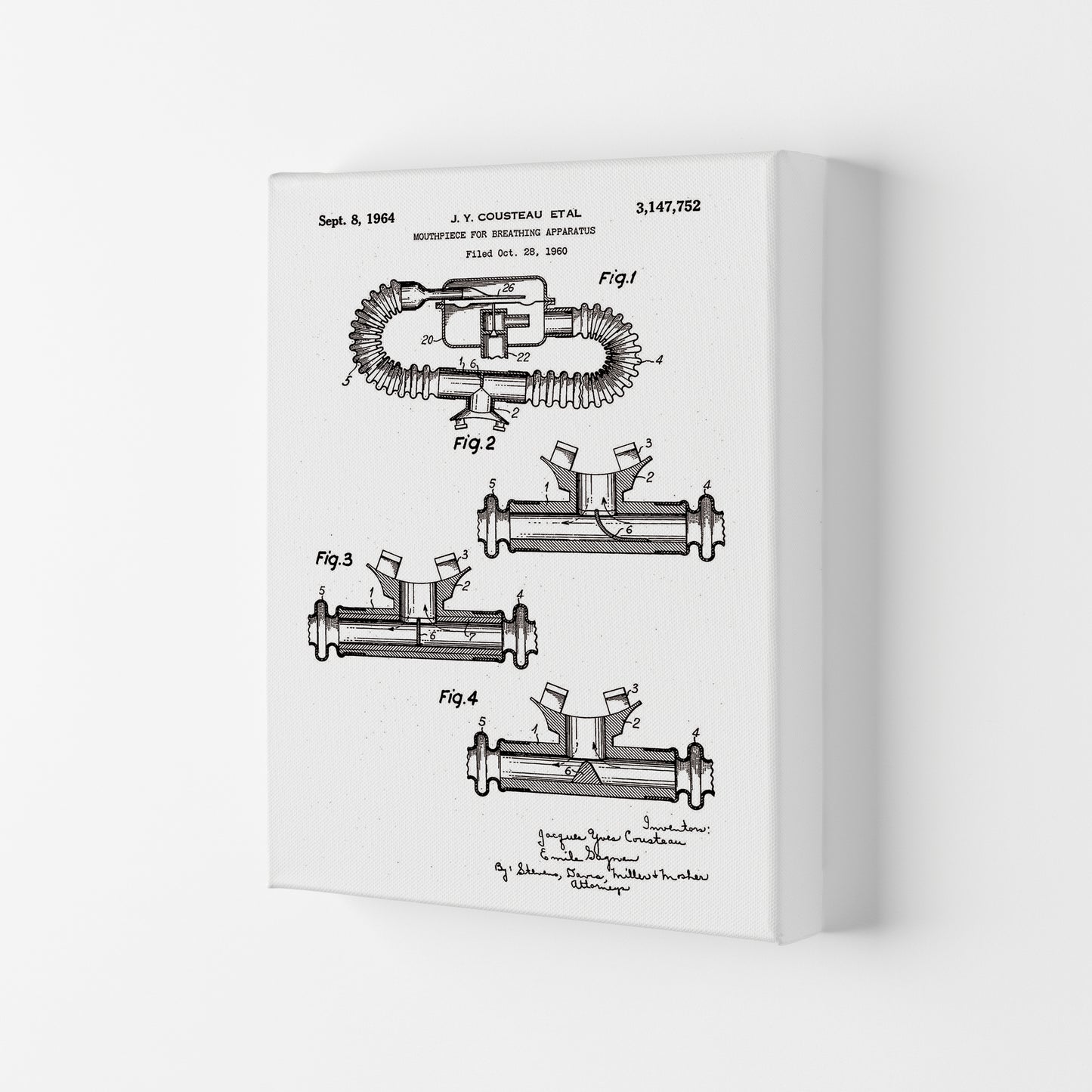Diving Apparatus Patent Art Print by Jason Stanley Canvas