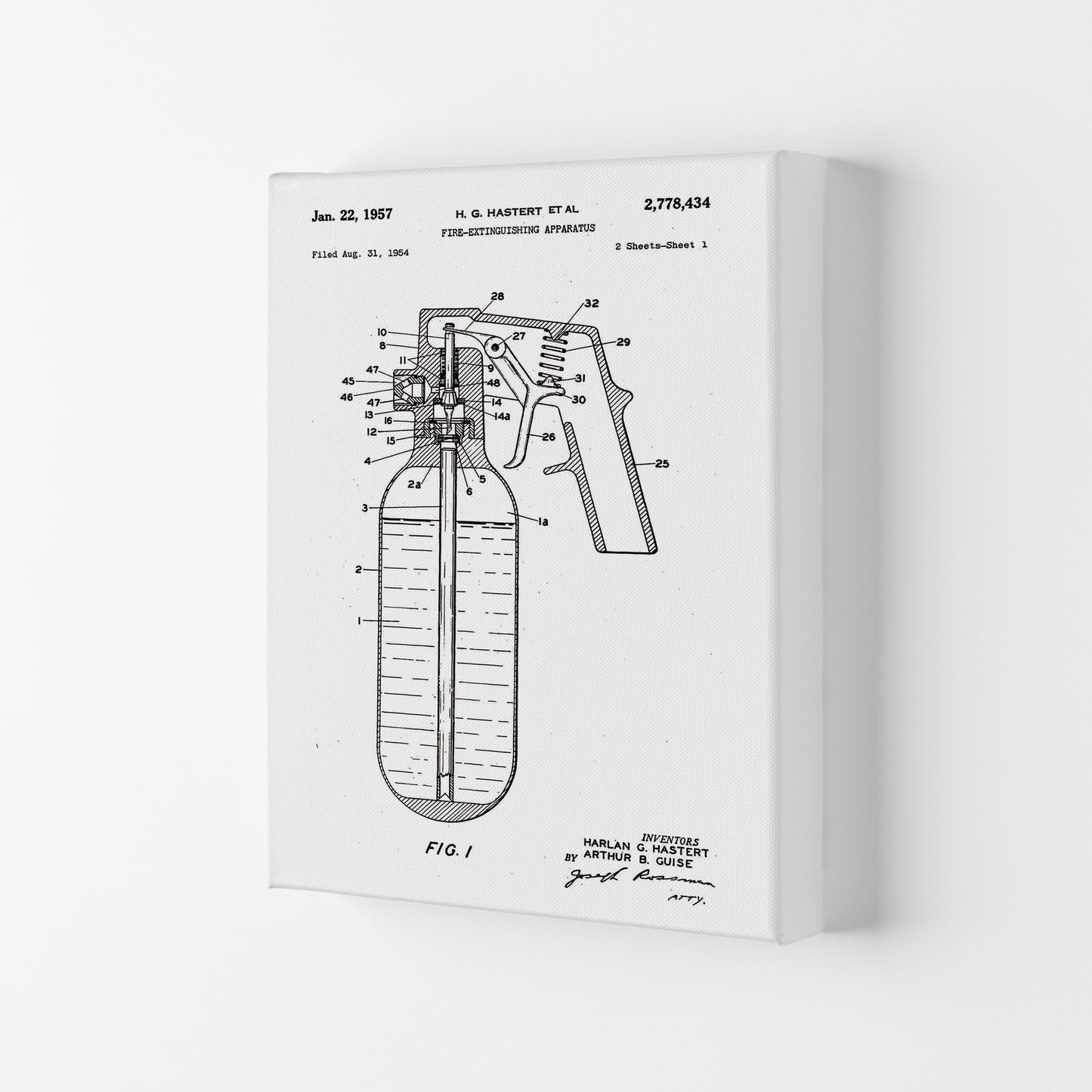 Fire Extinguisher Patent Art Print by Jason Stanley Canvas